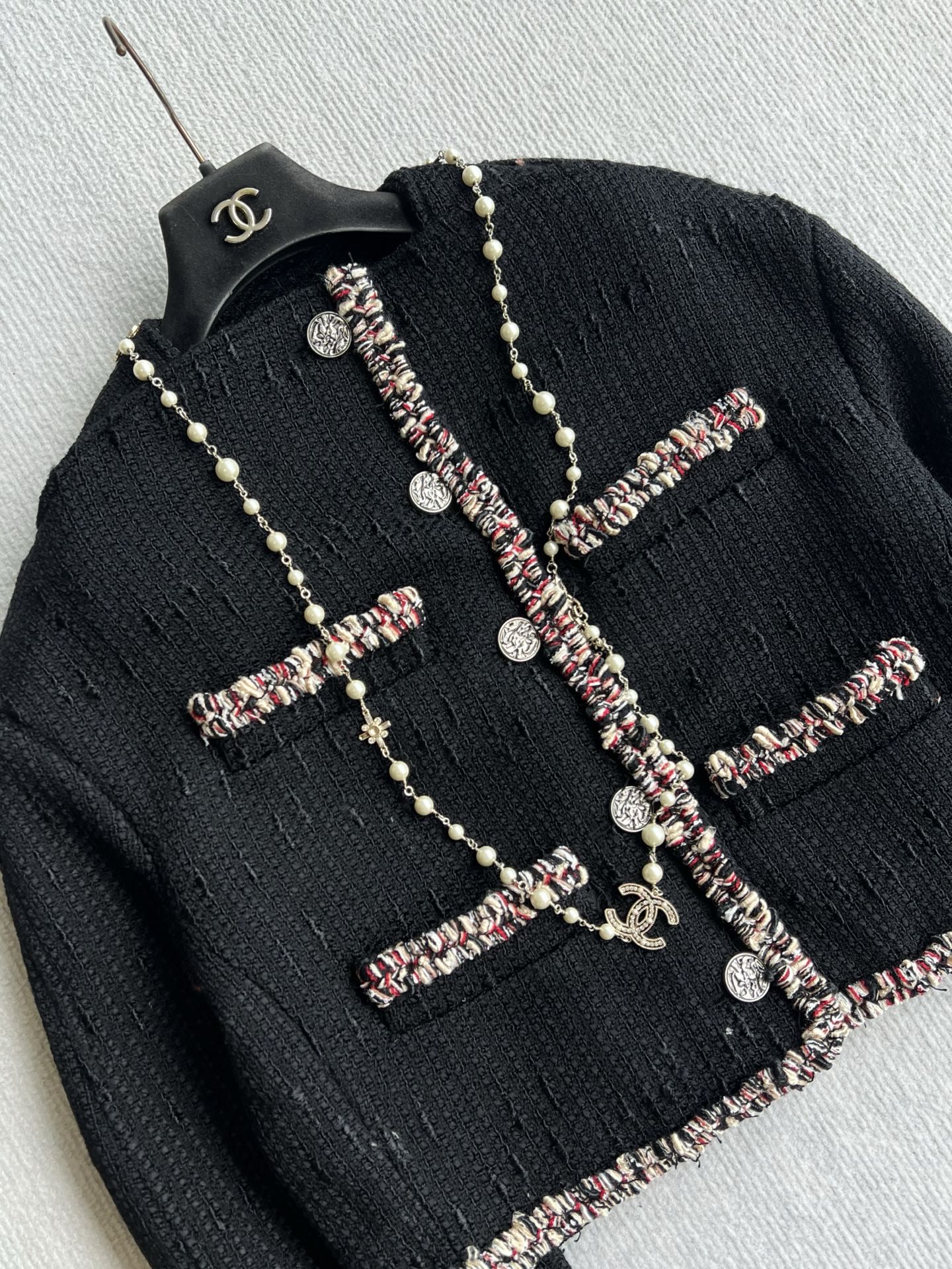 CHANEL Black Braided Trim Cropped Jacket
