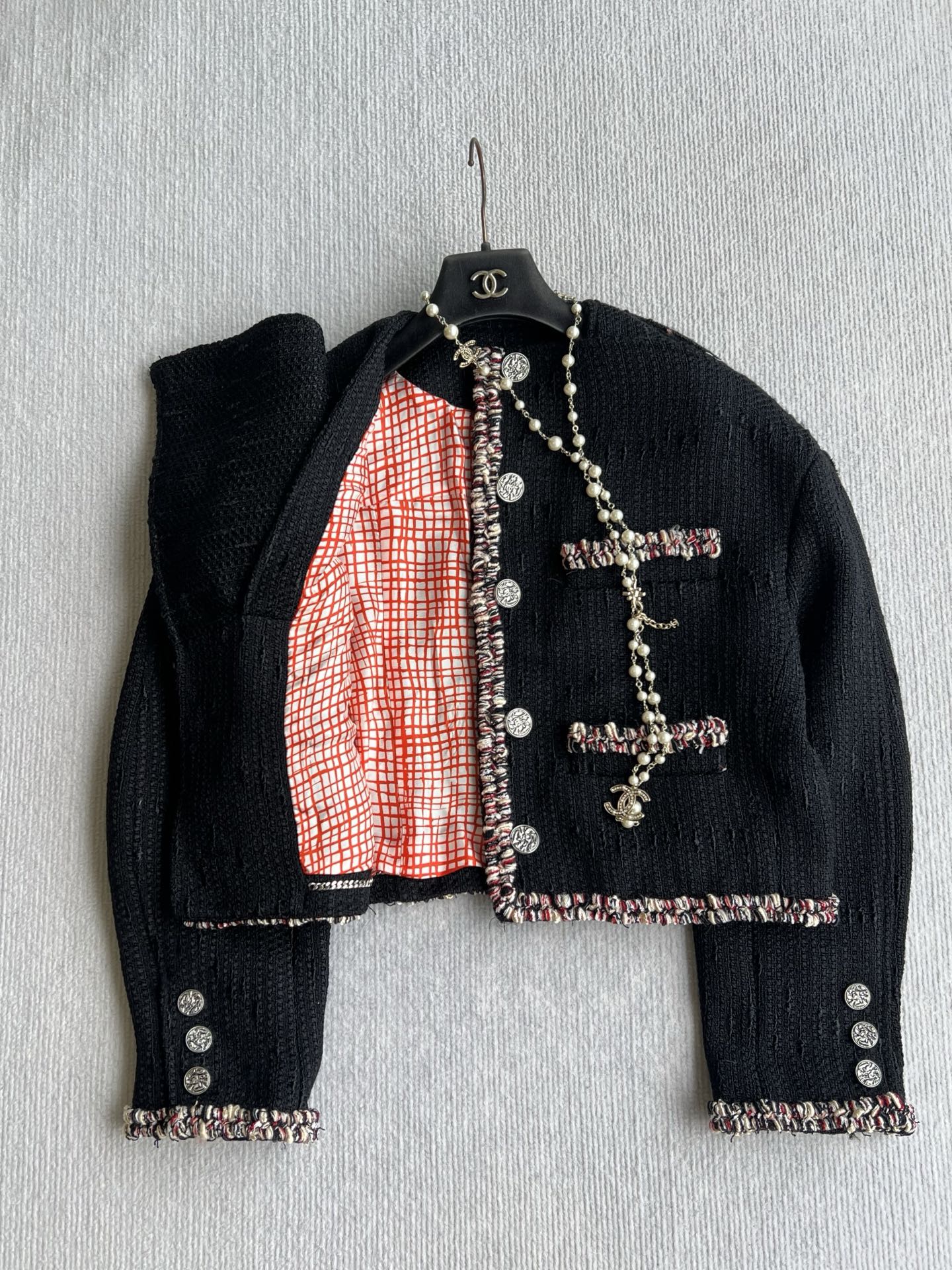 CHANEL Black Braided Trim Cropped Jacket