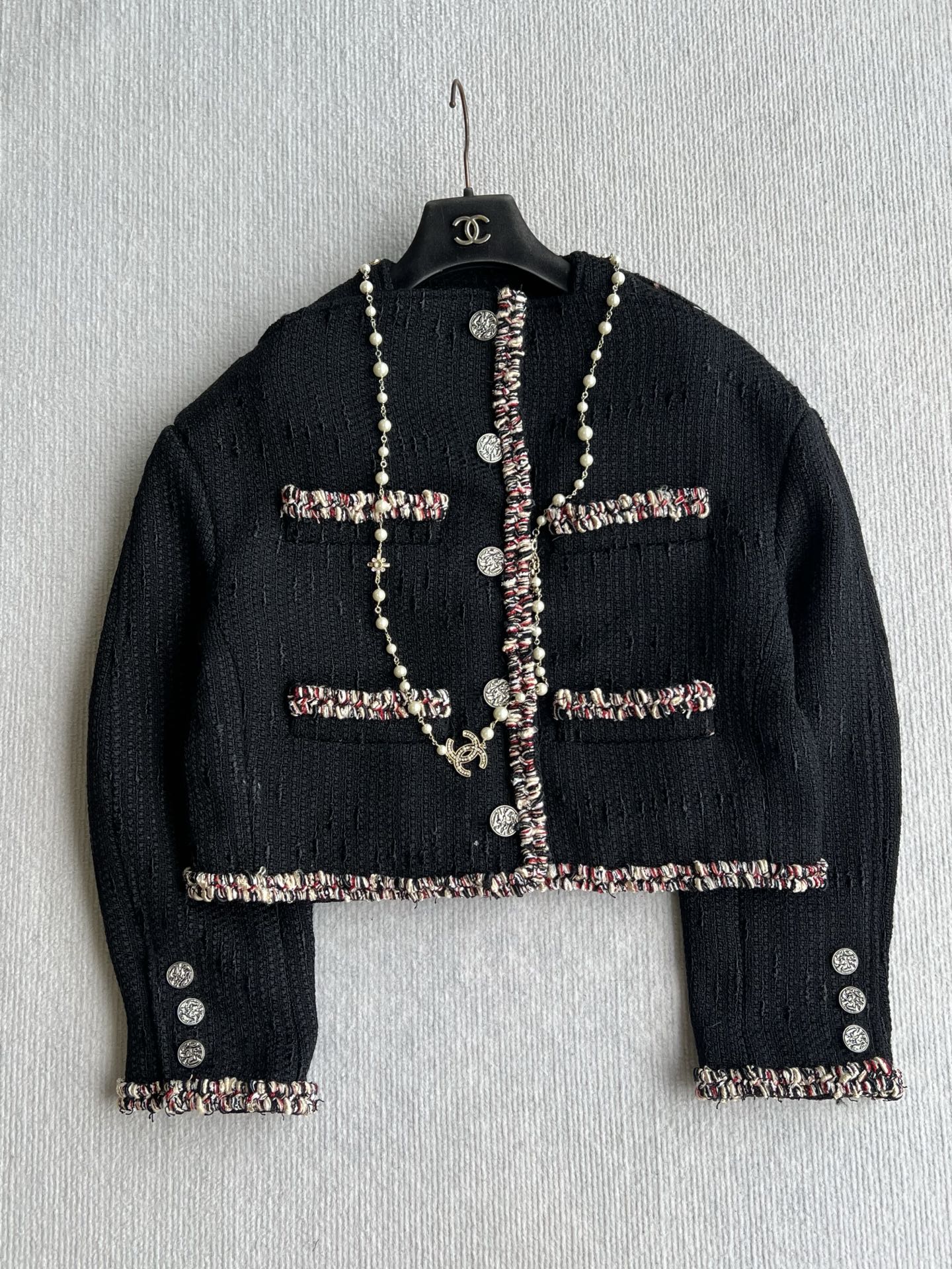 CHANEL Black Braided Trim Cropped Jacket