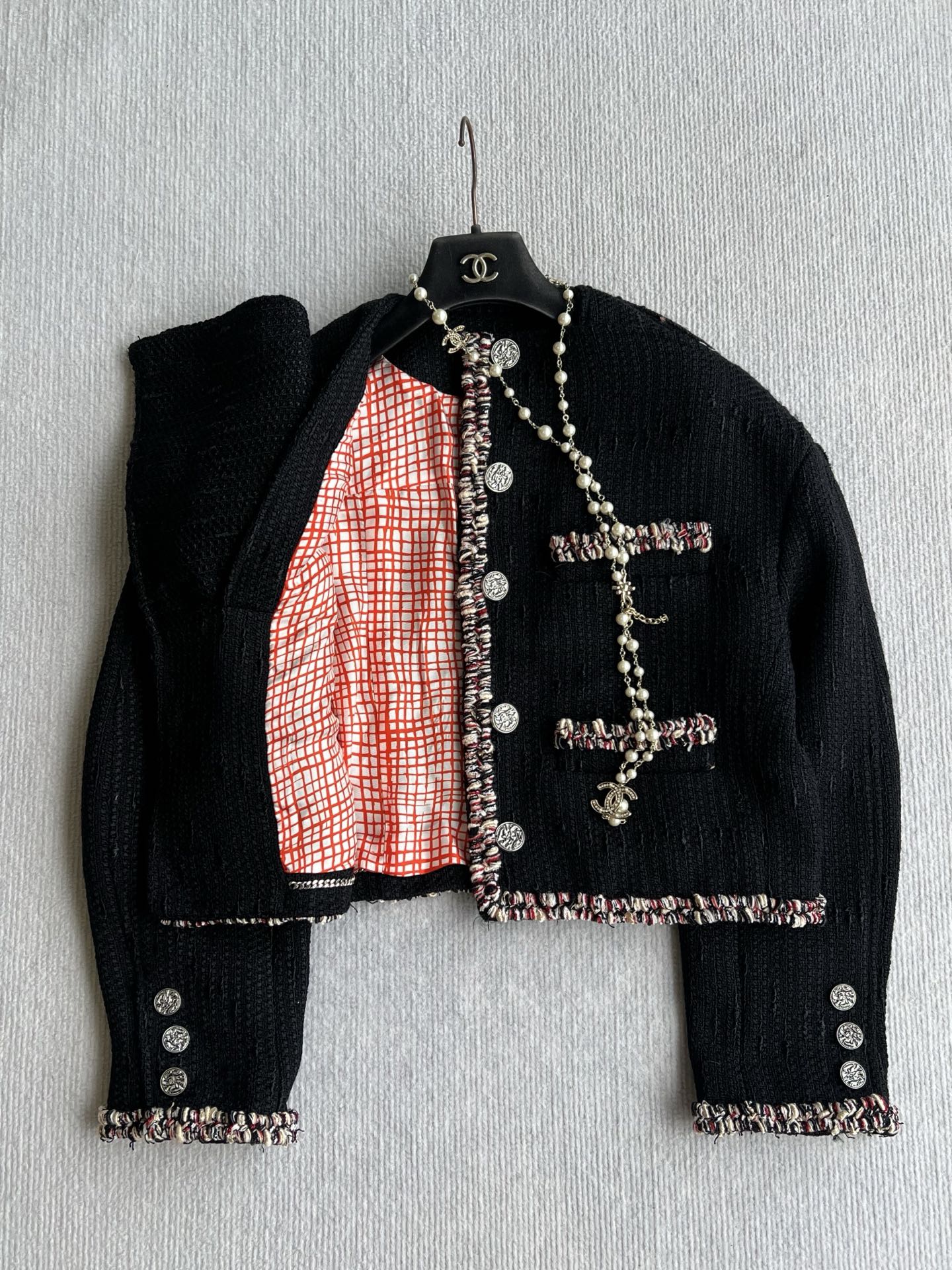 CHANEL Black Braided Trim Cropped Jacket
