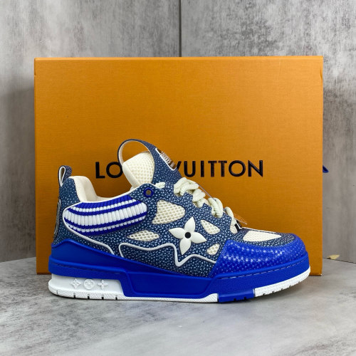 Louis Vuitton 2025 Men's Blue Leather Low Top Trainer Sneakers 1 Louis Vuitton 2025 Men's Blue Leather Low Top Trainer Sneakers