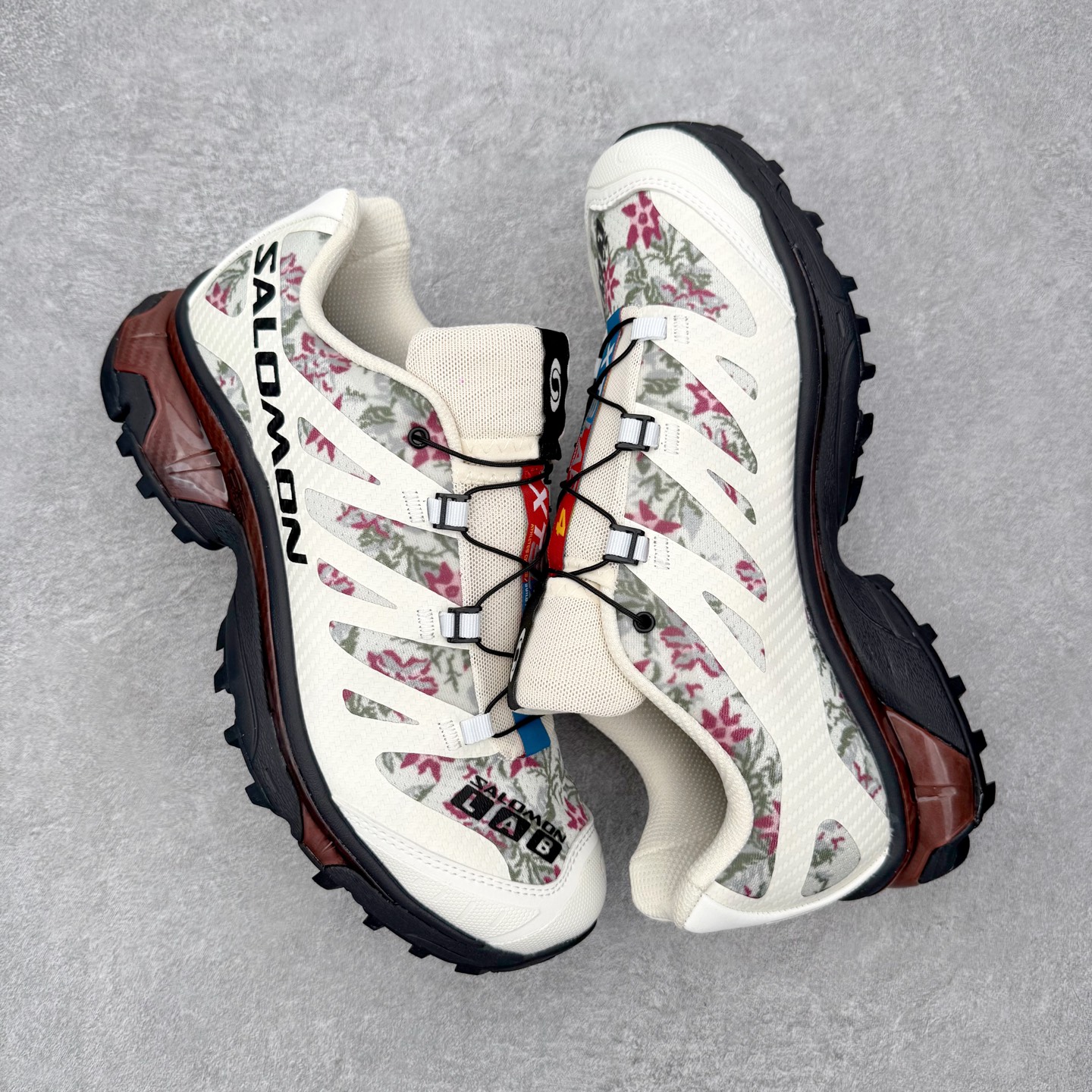 ＃Salomon XT-4 OG Needlepoint Vanilla Ice 阿尔卑斯花卉刺绣复古跑