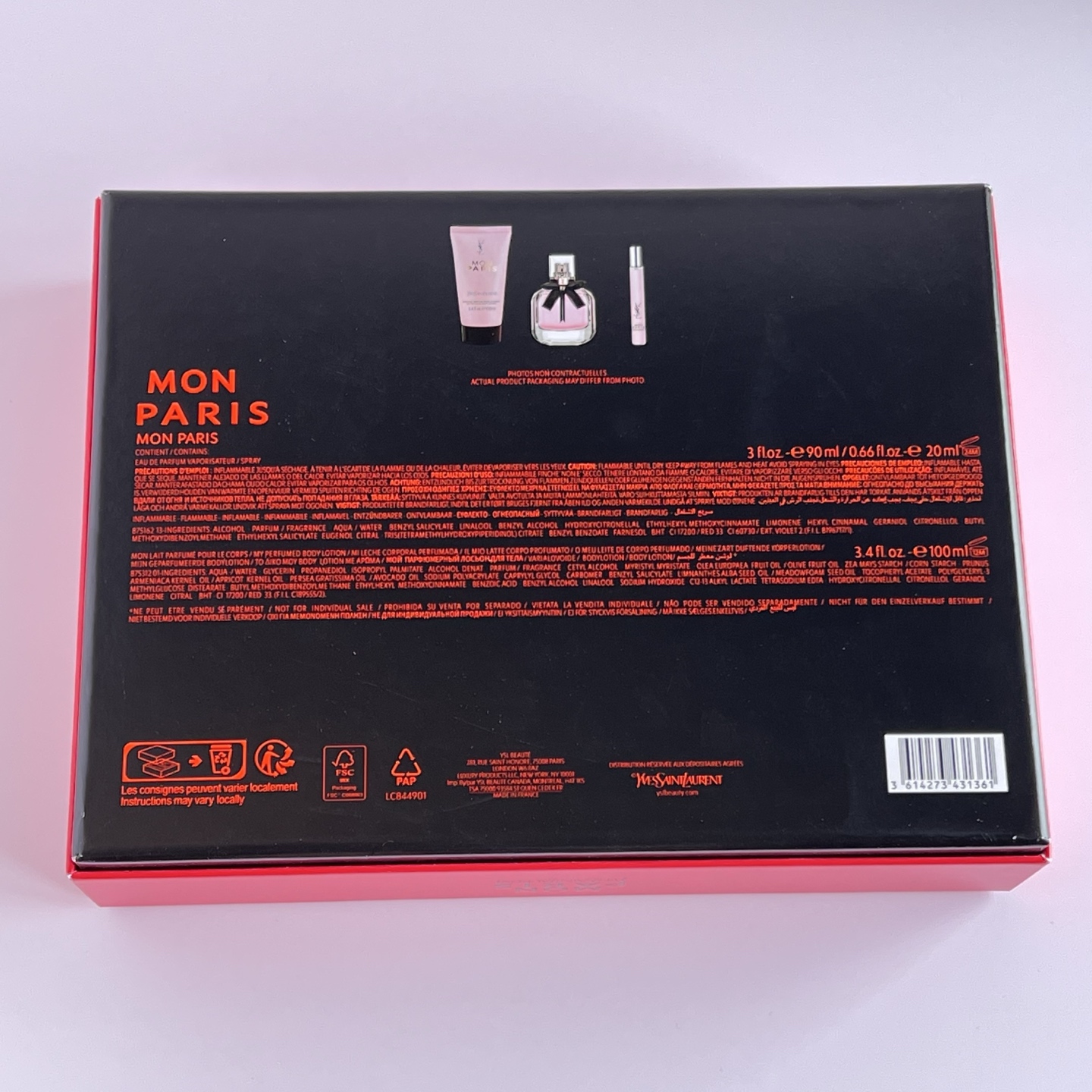 原单品质/75💰包邮
圣罗兰反转巴黎彩妆三件套！内含：身体乳75ml，香水90ml，试管香水7.5ml。