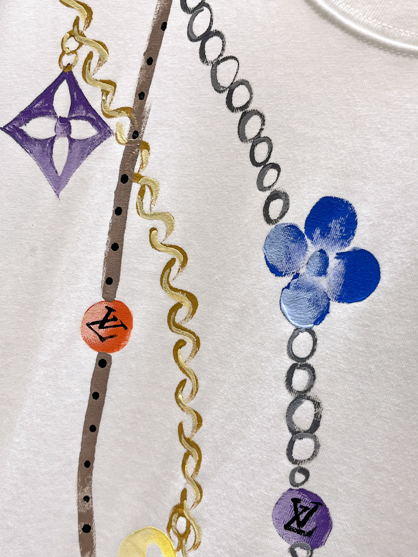 路易威登LV26春夏新品专柜首发最新款短袖圆领T恤 高端订制 设计前卫时尚！品牌logo手绘重工艺设计，