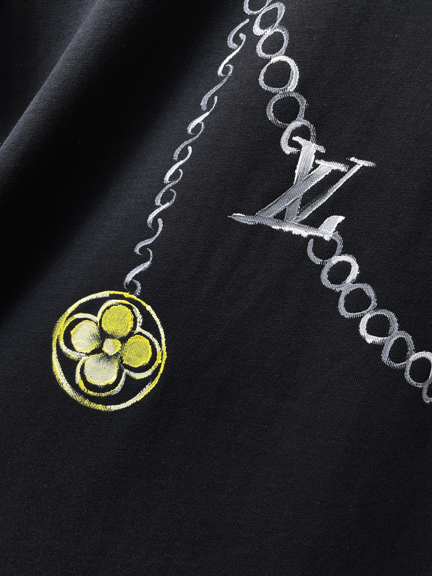 路易威登LV26春夏新品专柜首发最新款短袖圆领T恤 高端订制 设计前卫时尚！品牌logo手绘重工艺设计，