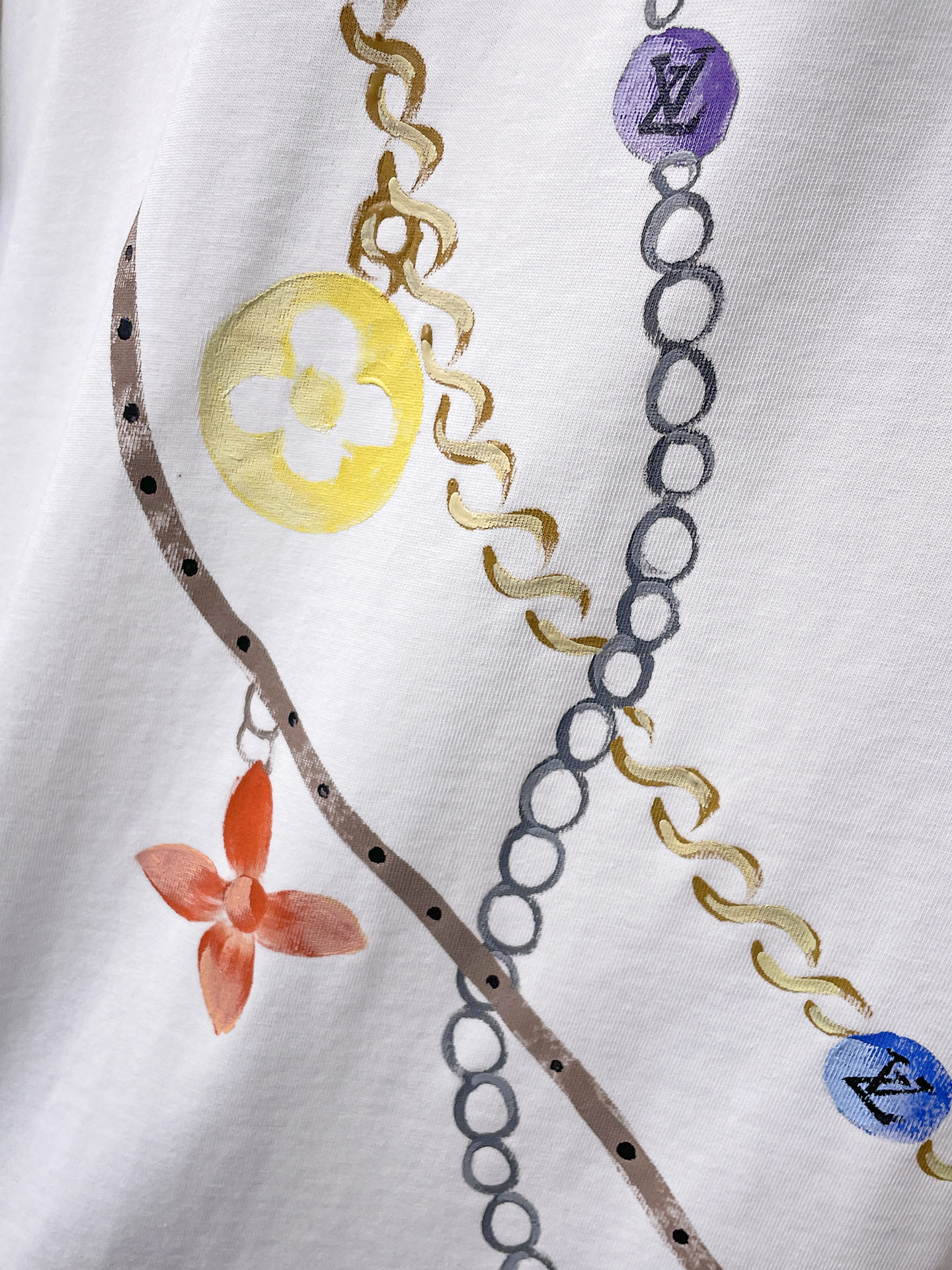 路易威登LV26春夏新品专柜首发最新款短袖圆领T恤 高端订制 设计前卫时尚！品牌logo手绘重工艺设计，