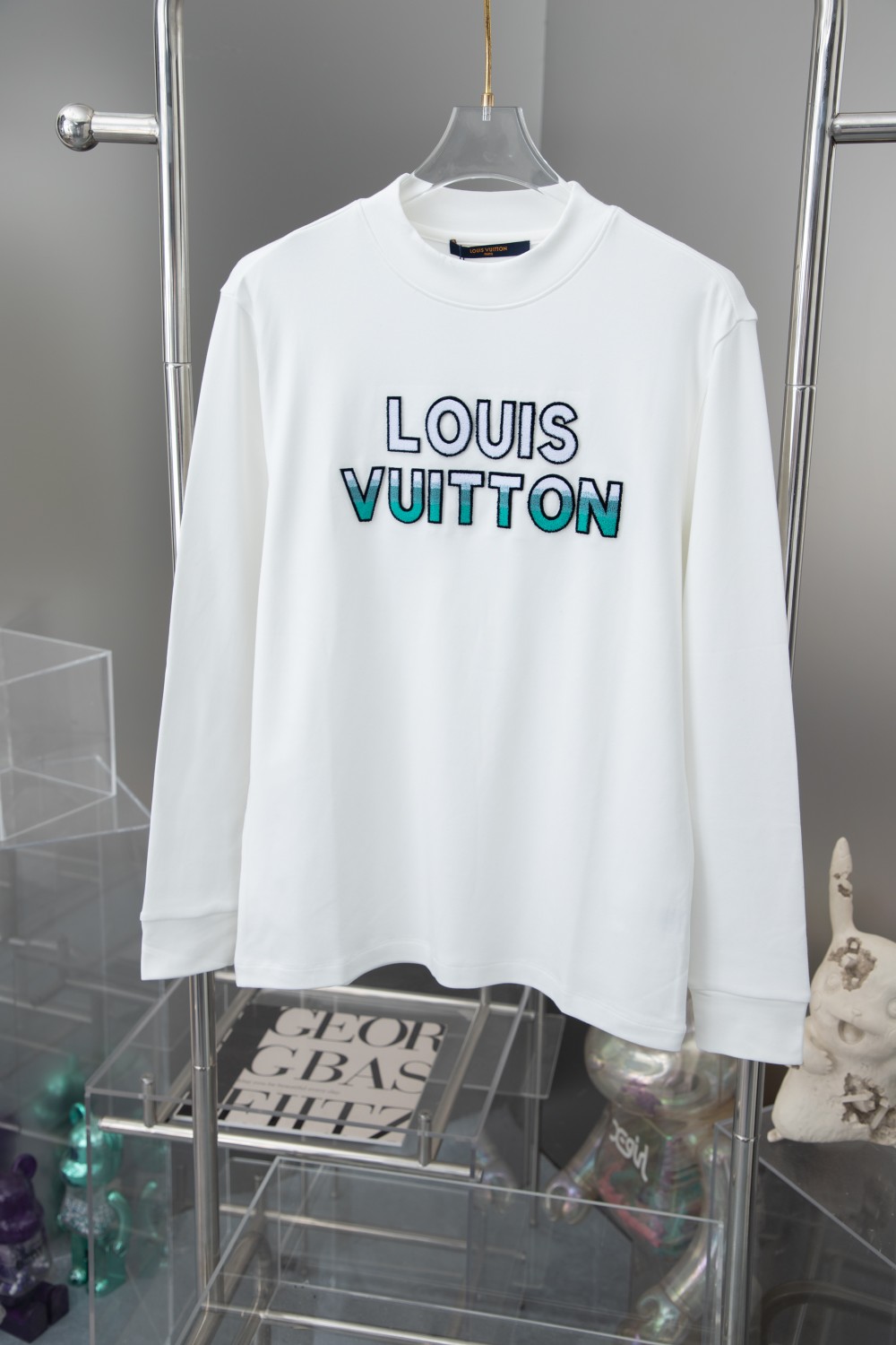 Louis Vuitton Clothing T-Shirt Black White Cotton Fall/Winter Collection Fashion Long Sleeve