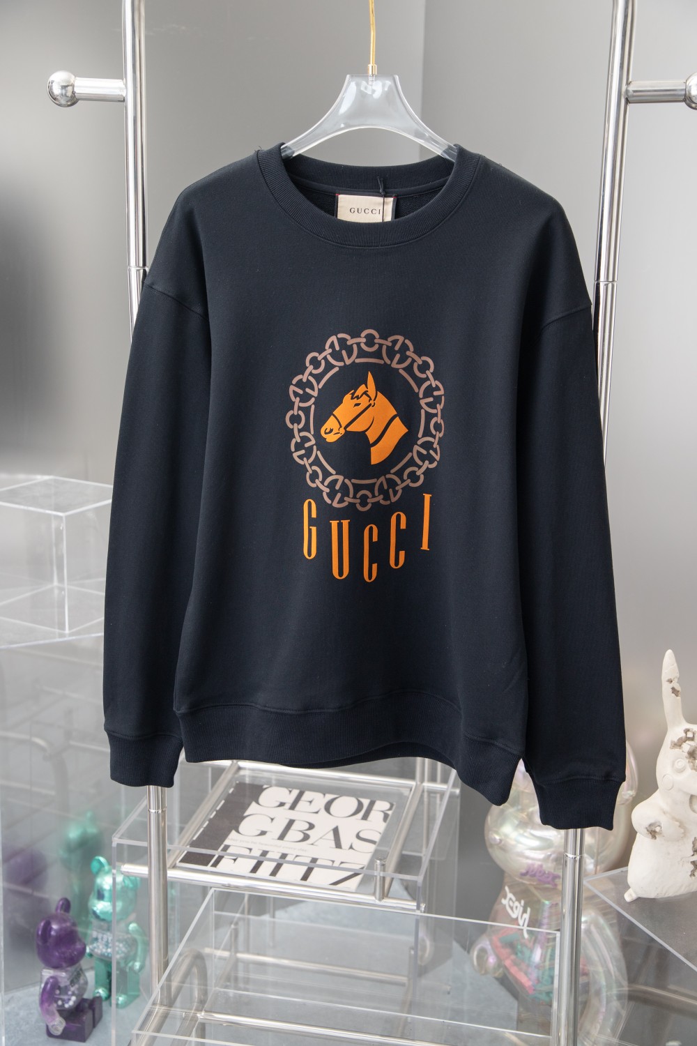 ✨GU✨🆕24FW秋冬新款圆领卫衣 面料客订精梳棉洗水后420克 定染螺纹 舒适透气 微宽松设计裁剪兼具个性时尚范儿 男女同款 S M L XL