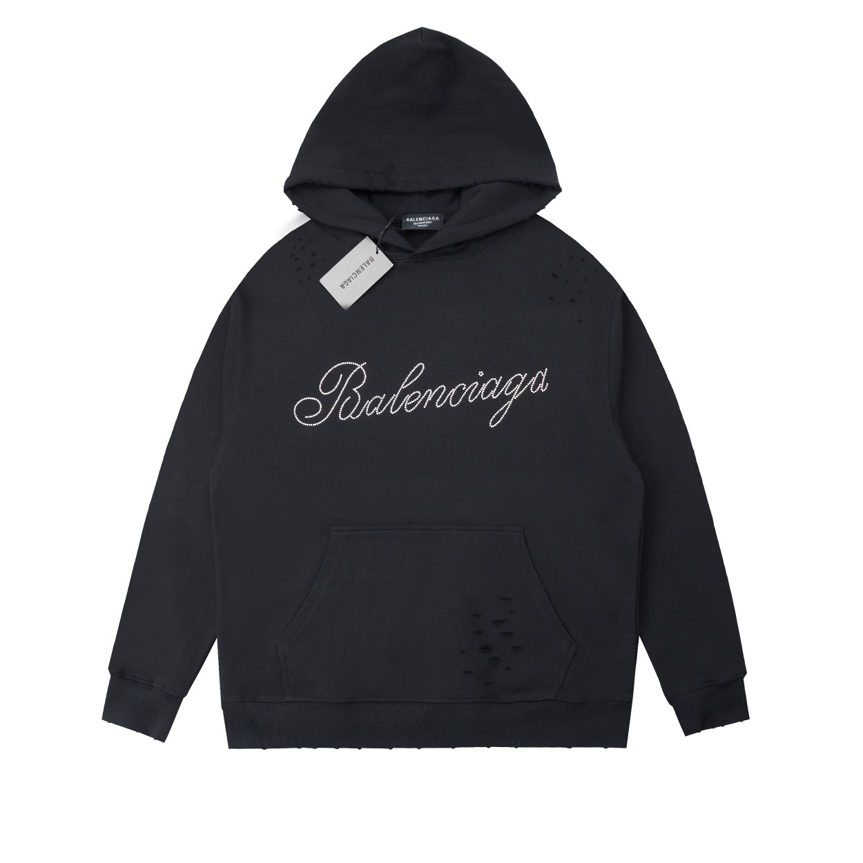 NO:541301,High-version Paris 25 autumn and winter sintering, micro-old hat-collar sweatshirt, light luxury, essential items for men and women's daily commuting outfits, correct version, welcome to compare, detailed features · Use 420 grams of original fabric, high-density plain-washing, · Facial dust-free hair burning process, cut and polished hair, bottom hair absorption · Handmade silk screen environmentally friendly water slurry printing · Double-needle car thread cross-seaming process · Original model's water-washed tag moisture-proof paper packaging Color black/off-white Size S M L XL,,hoodie,sweatshirts,hats,alexander wang19860909高版本 巴黎25秋冬烫钻磨破微做旧帽领卫衣 轻奢主义 男女日常通勤穿搭必备单品 正确版本 欢迎对比 详细特征 · 采用420克原版面料高密平纹洗水风 · 面部无尘烧毛工艺 割破磨毛 底部吸毛 · 手工丝网环保水浆印花 · 双针车线跨缝工艺 · 原版主唛水洗吊牌防潮纸包装 颜色黑色/灰白色 尺码S M L XL,,hoodie,sweatshirts,hats,alexander wang,Men's clothing