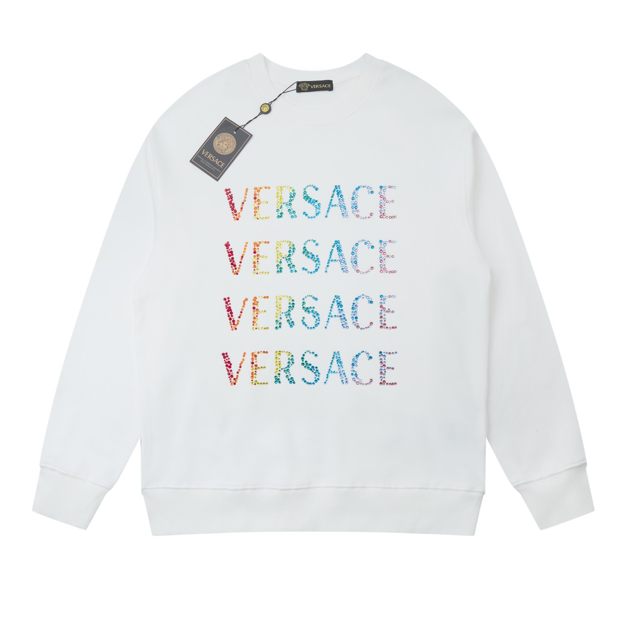 Versión alta ✨VERS✨🆕 Suéter de cuello redondo con logo clásico de Versace para otoño e invierno, lujo ligero, prenda i…