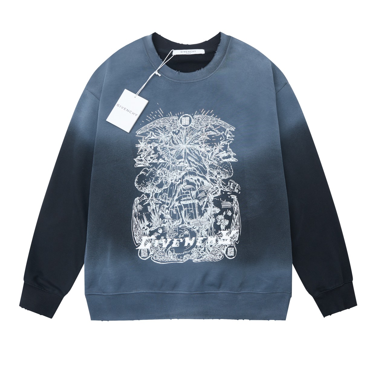 Versión alta ✨GIV✨🆕 Nueva sudadera con cuello redondo y estampado de diamantes con letras estampadas de otoño e invier…