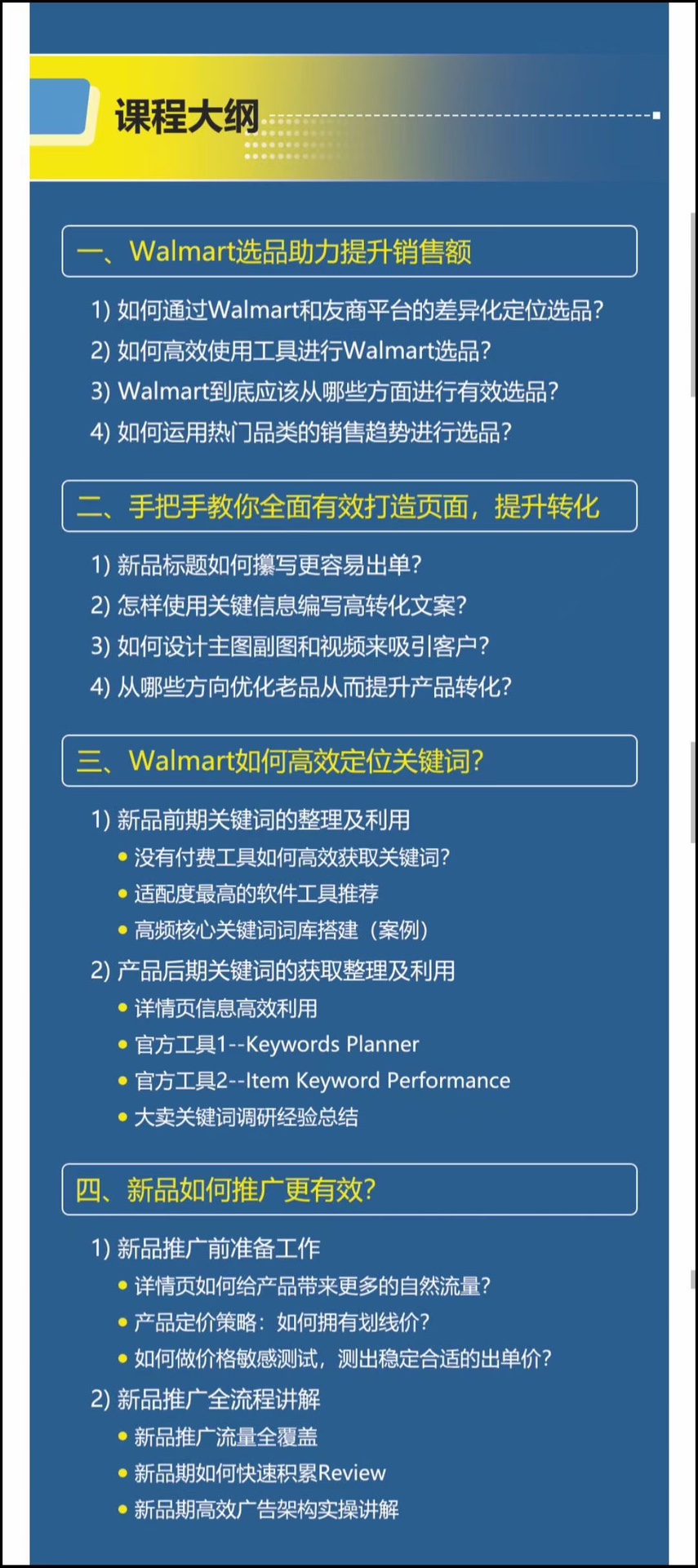 【电商上新】055. Walmart运营必备：沃尔玛高效运营技巧 选品思路、关键词词库搭建、高转化listing打造、新品推广广告架构精讲，助力全面掌握Walmart高效运营技巧。