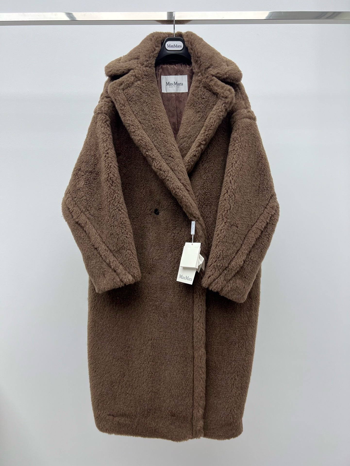 Brown Wide Lapel Textured Coat