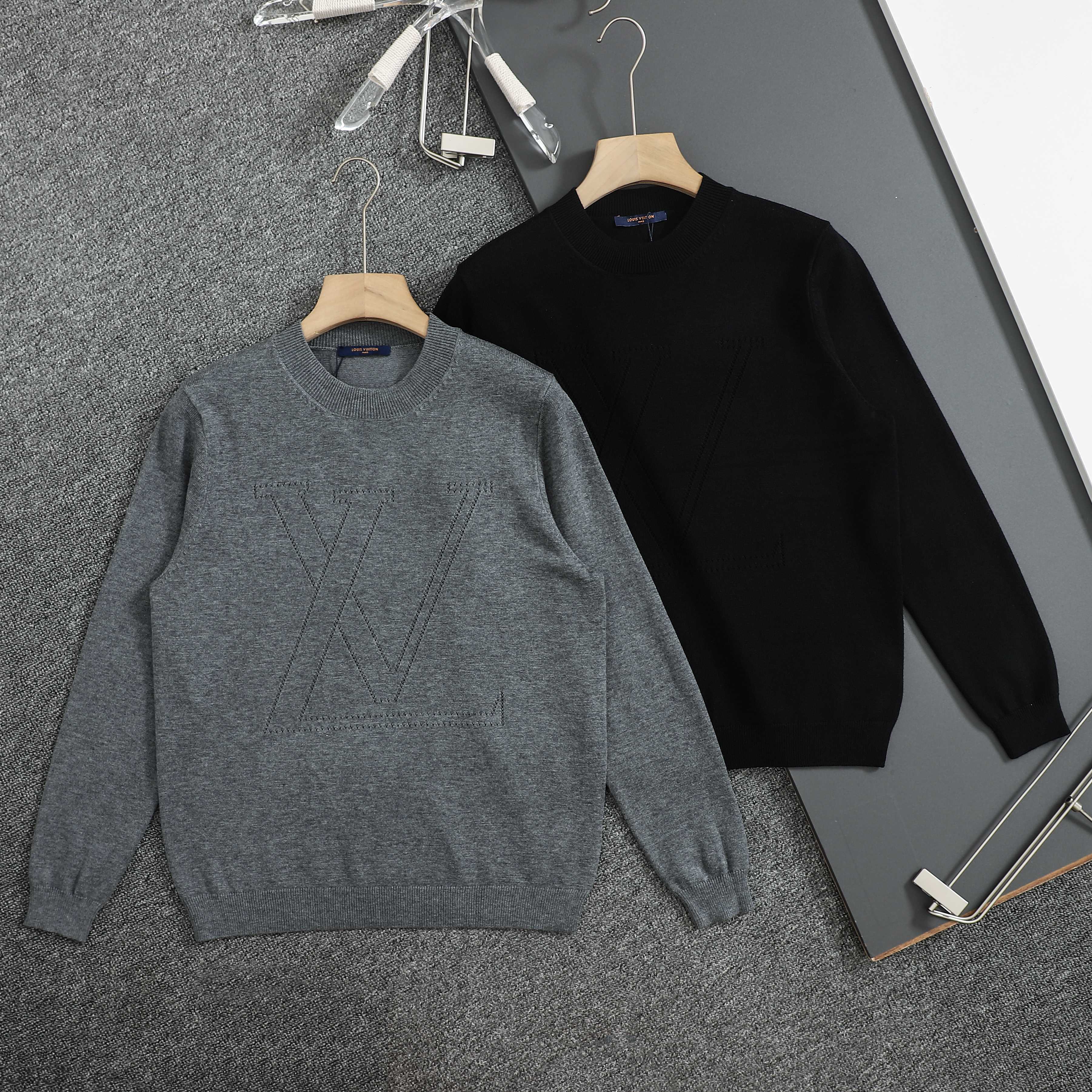 Louis Vuitton Men's Solid Color Knit Sweater, High-End Wool Pullover