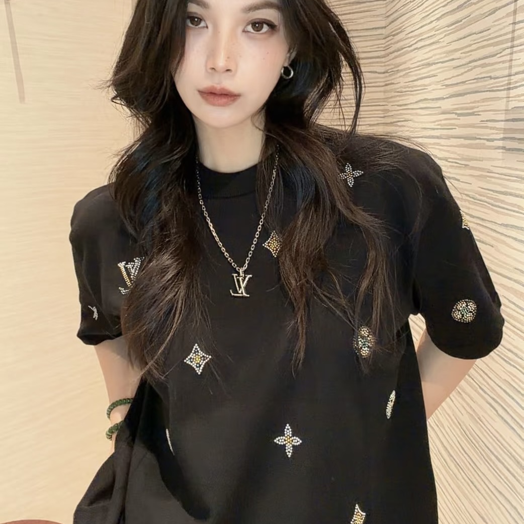 Louis Vuitton LV 烫钻LOGO短袖