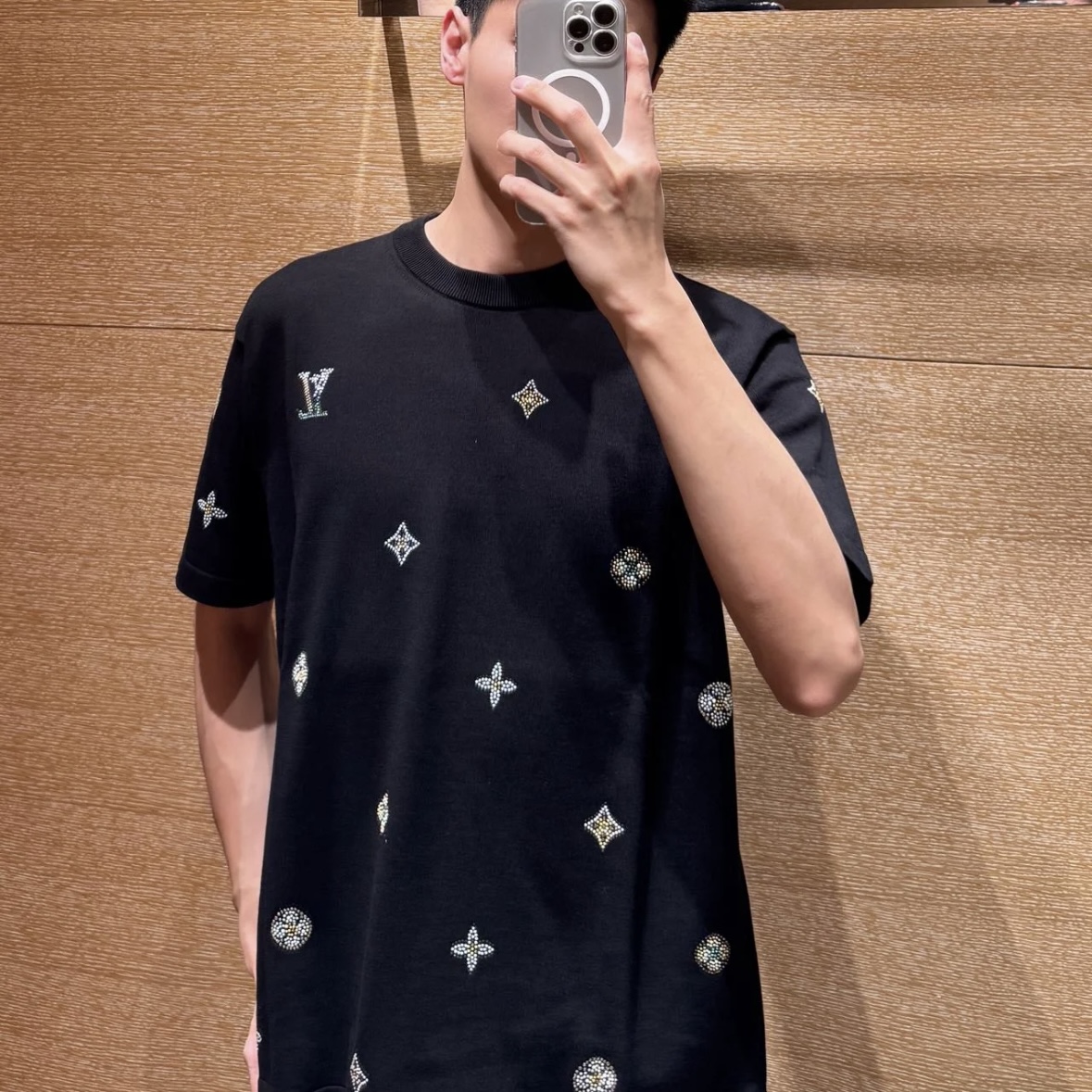 Louis Vuitton LV 烫钻LOGO短袖