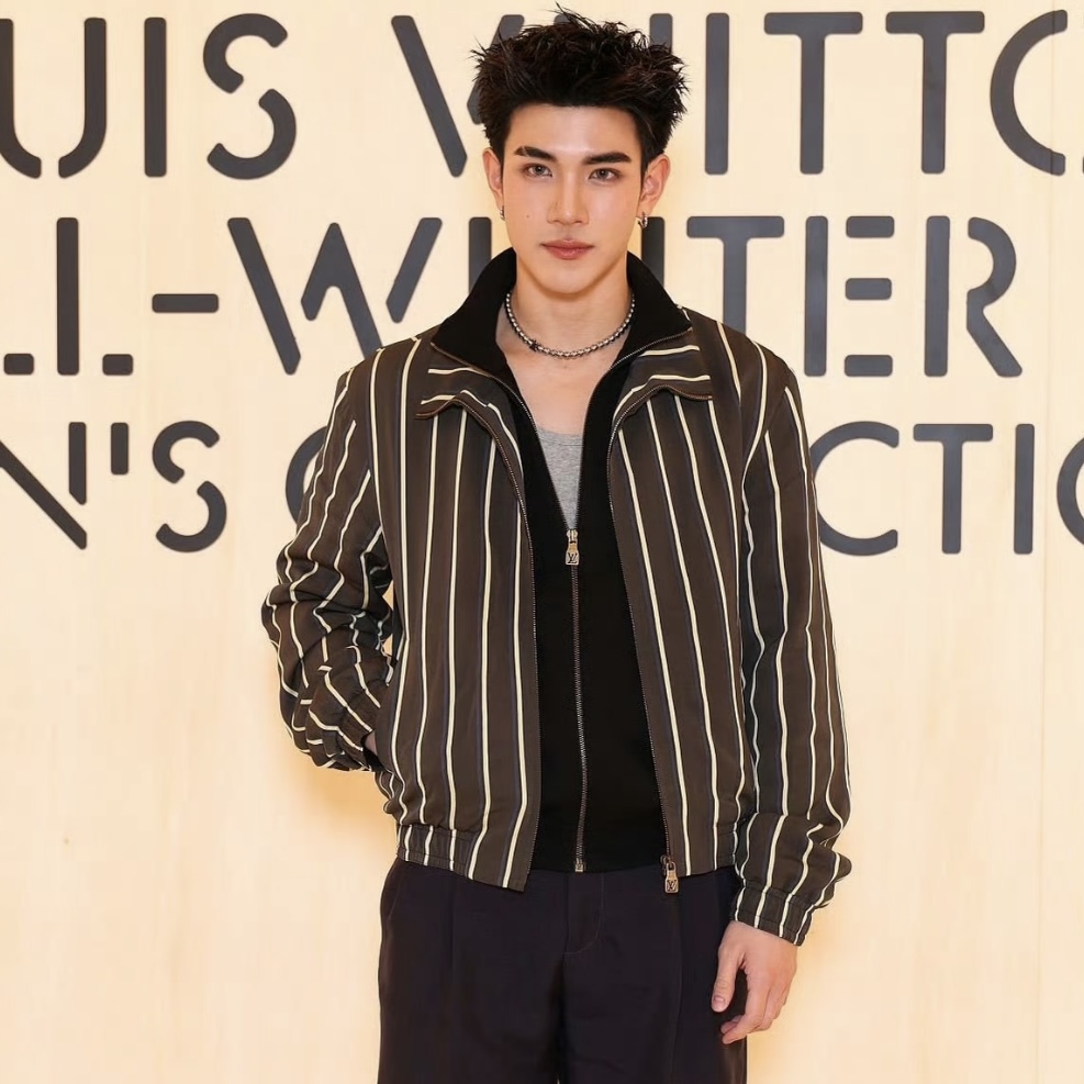 Louis Vuitton LV 混纺条纹休闲拉链外套