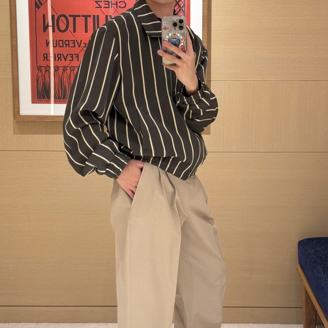 Louis Vuitton LV 混纺条纹休闲拉链外套