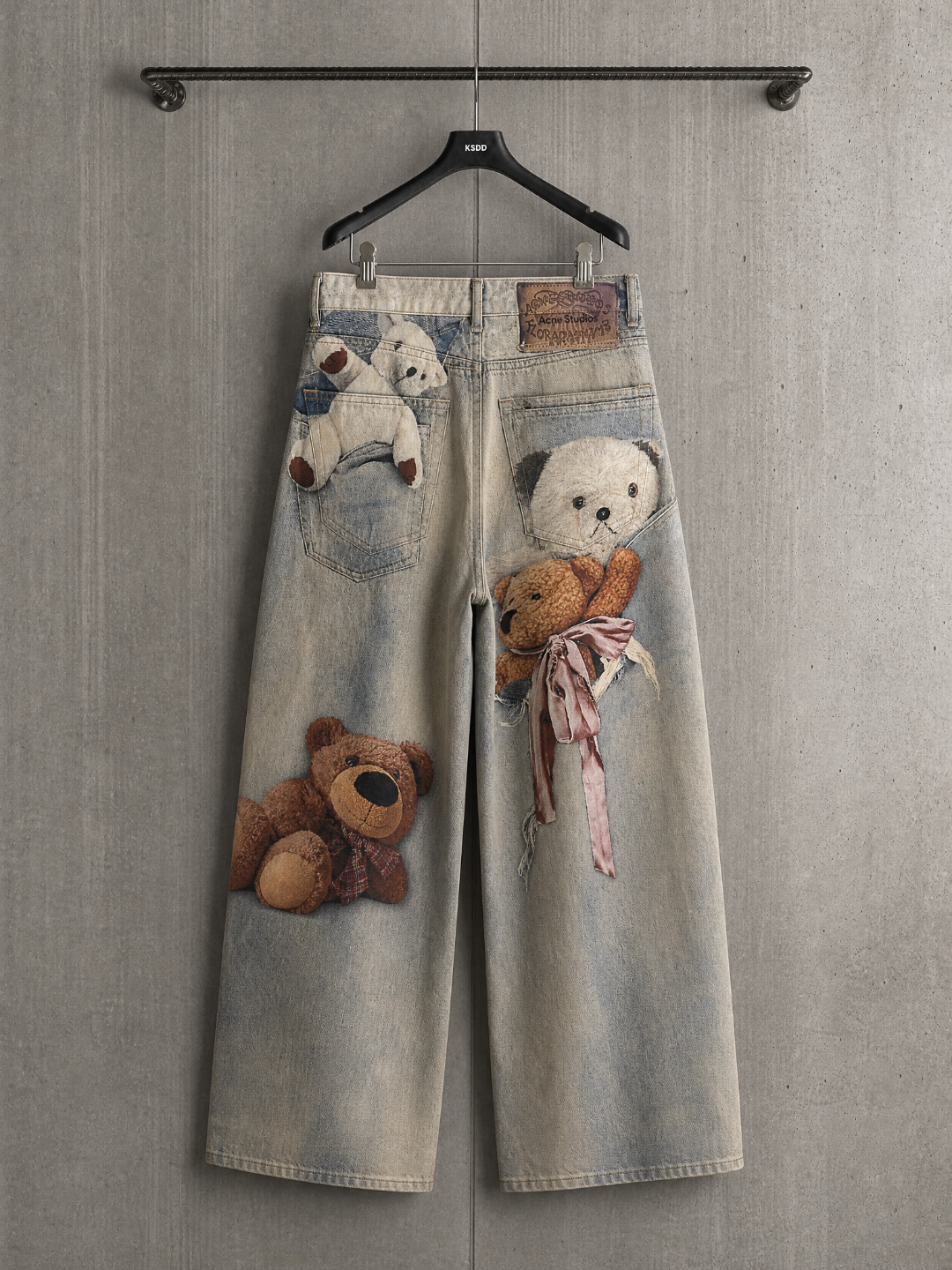 Acne Studios ACNE 3D泰迪小熊印花牛仔裤