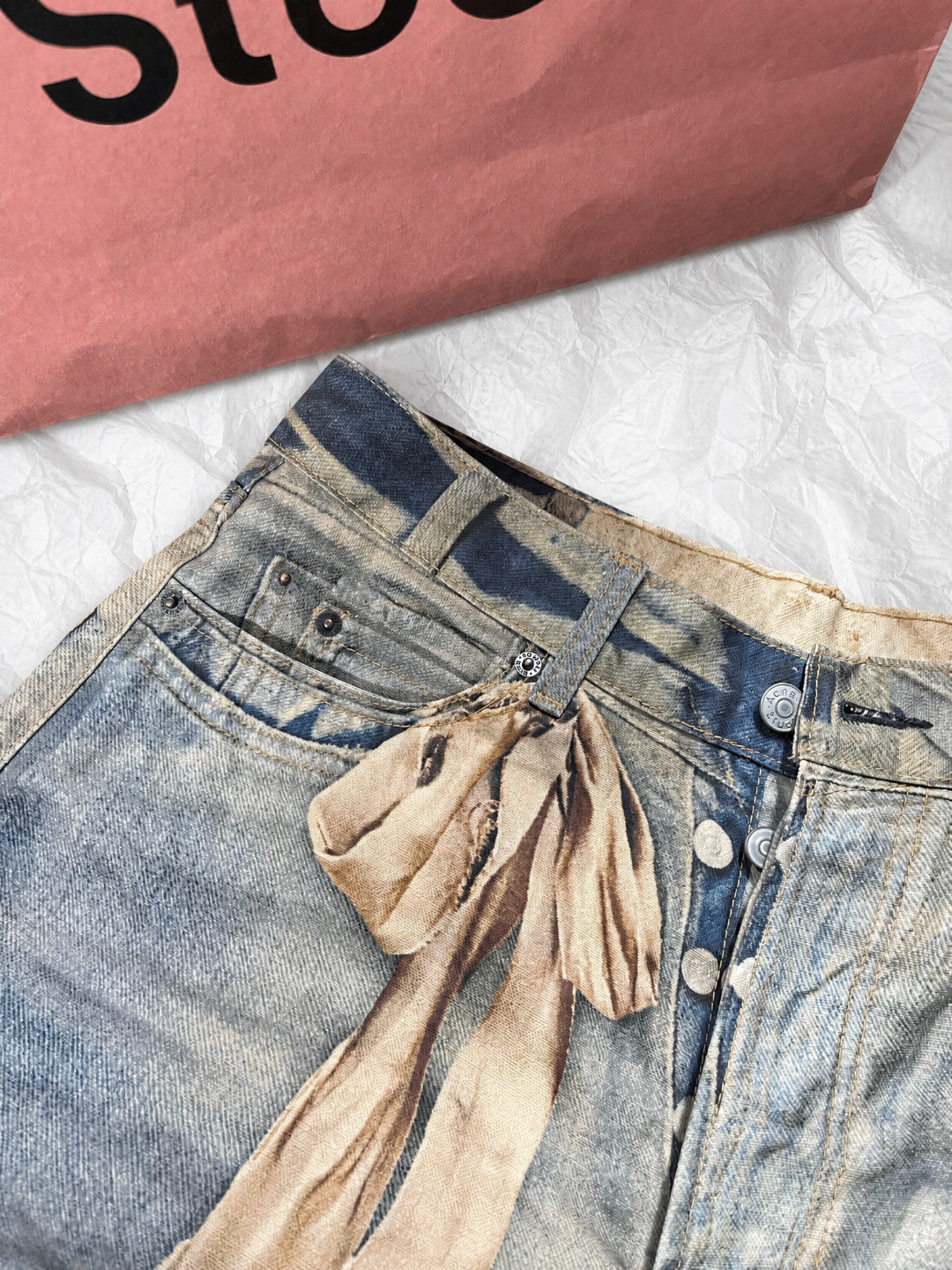 Acne Studios ACNE 3D泰迪小熊印花牛仔裤