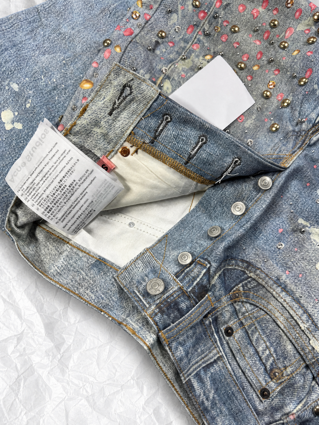 Acne Studios ACNE 烫钻铆钉3D印花牛仔裤