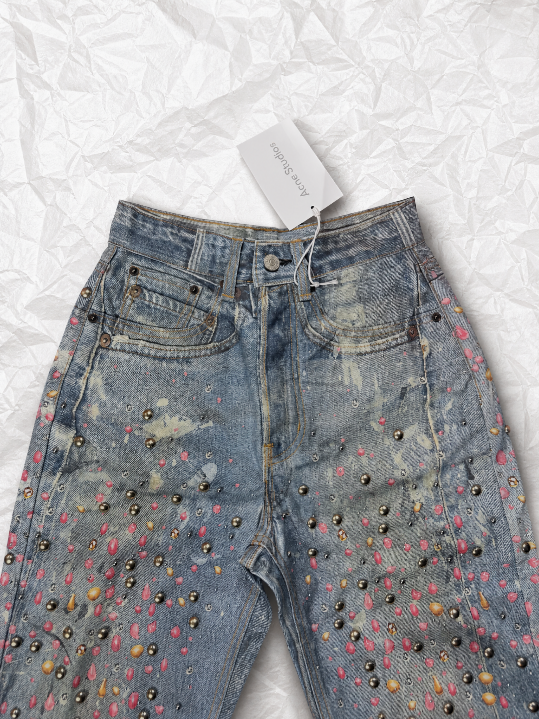 Acne Studios ACNE 烫钻铆钉3D印花牛仔裤