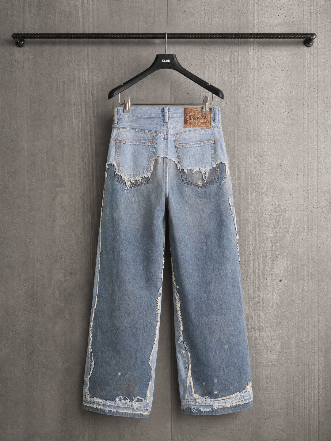 Acne Studios ACNE 立体拼接破坏流苏假两件牛仔裤