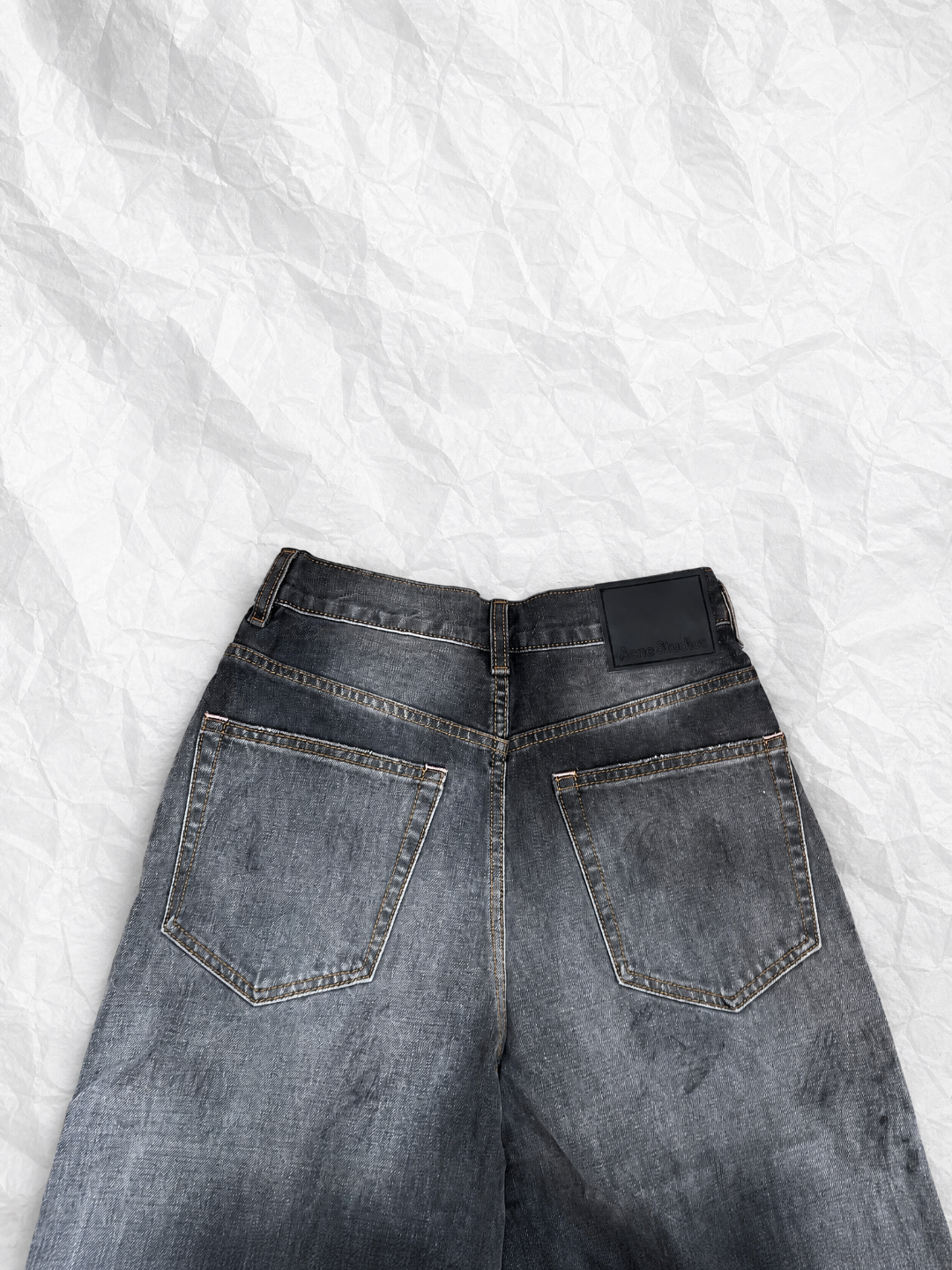 Acne Studios ACNE 泼墨洗水做旧直筒牛仔短裤