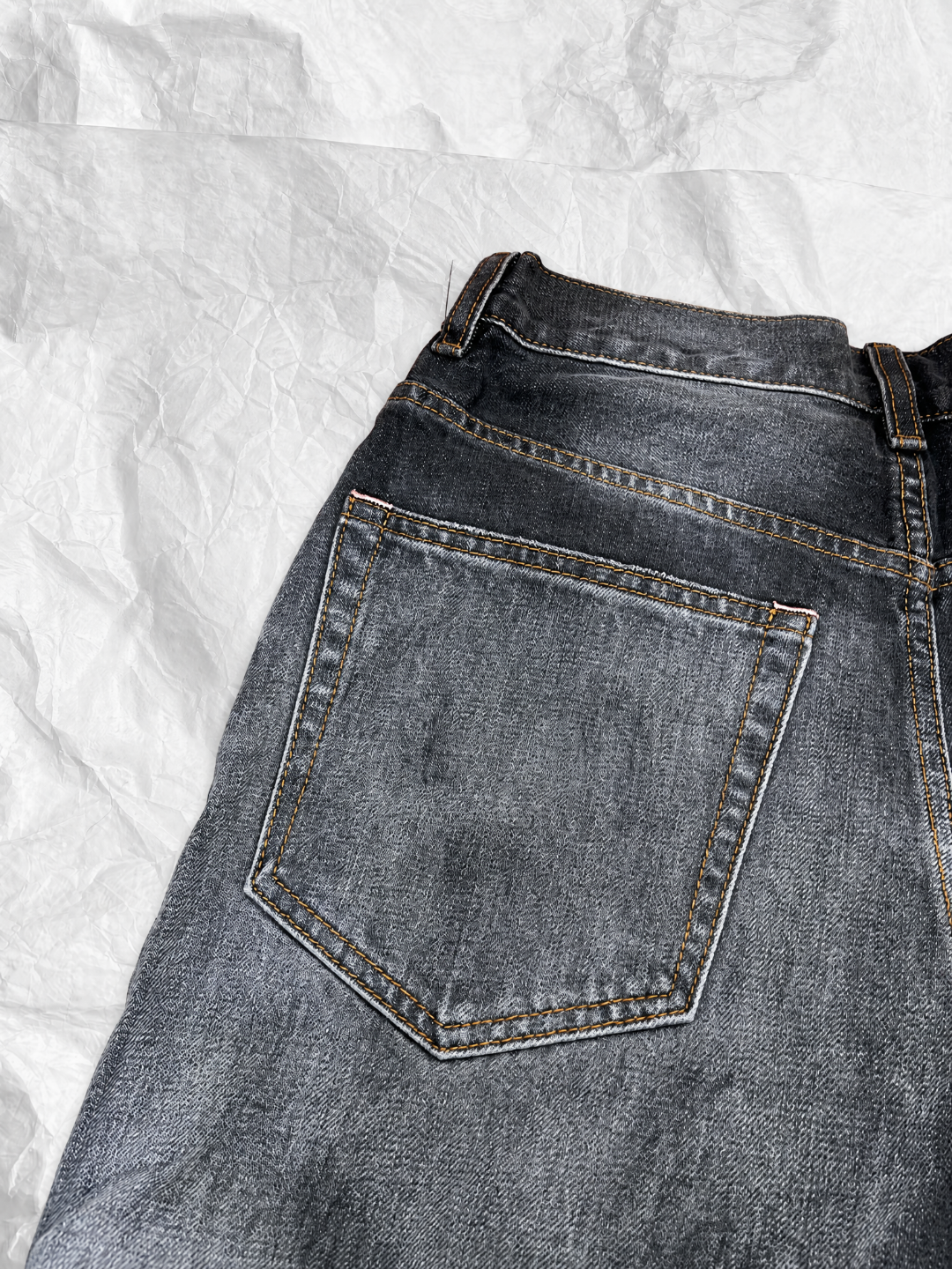 Acne Studios ACNE 泼墨洗水做旧直筒牛仔短裤