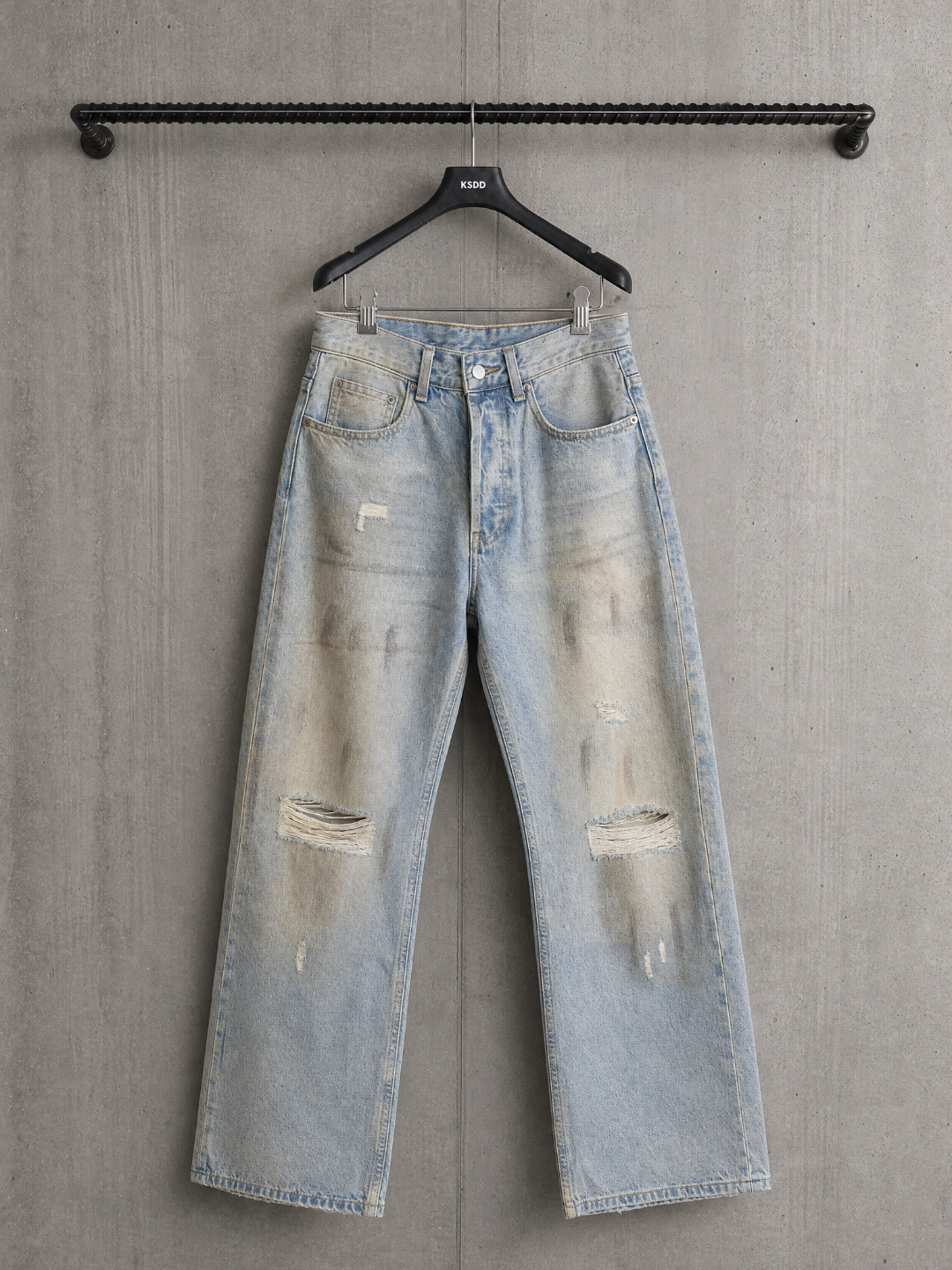 Acne Studios ACNE 破洞泥染洗水做旧牛仔裤