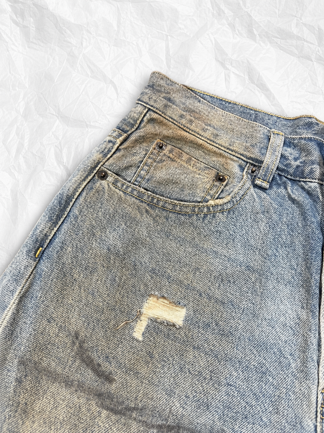 Acne Studios ACNE 破洞泥染洗水做旧牛仔裤