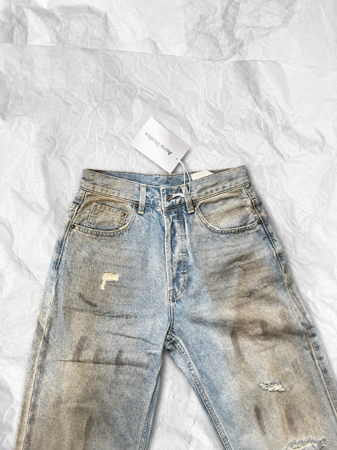 Acne Studios ACNE 破洞泥染洗水做旧牛仔裤