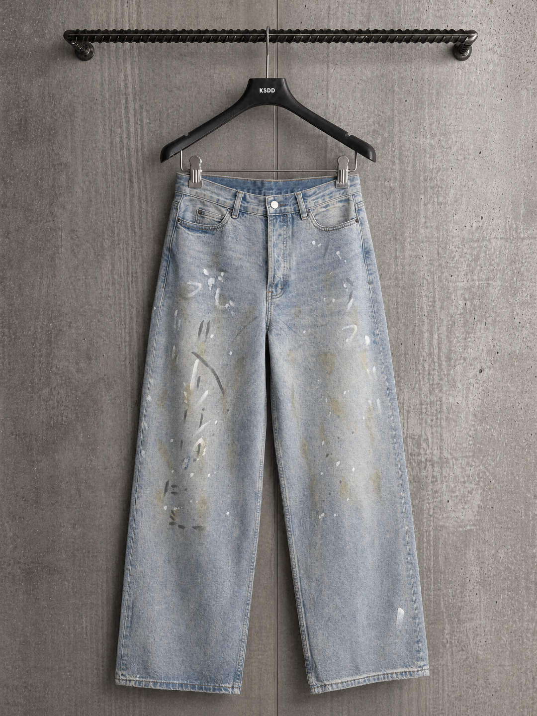 Acne Studios ACNE 蓝色泼墨洗水做旧牛仔裤