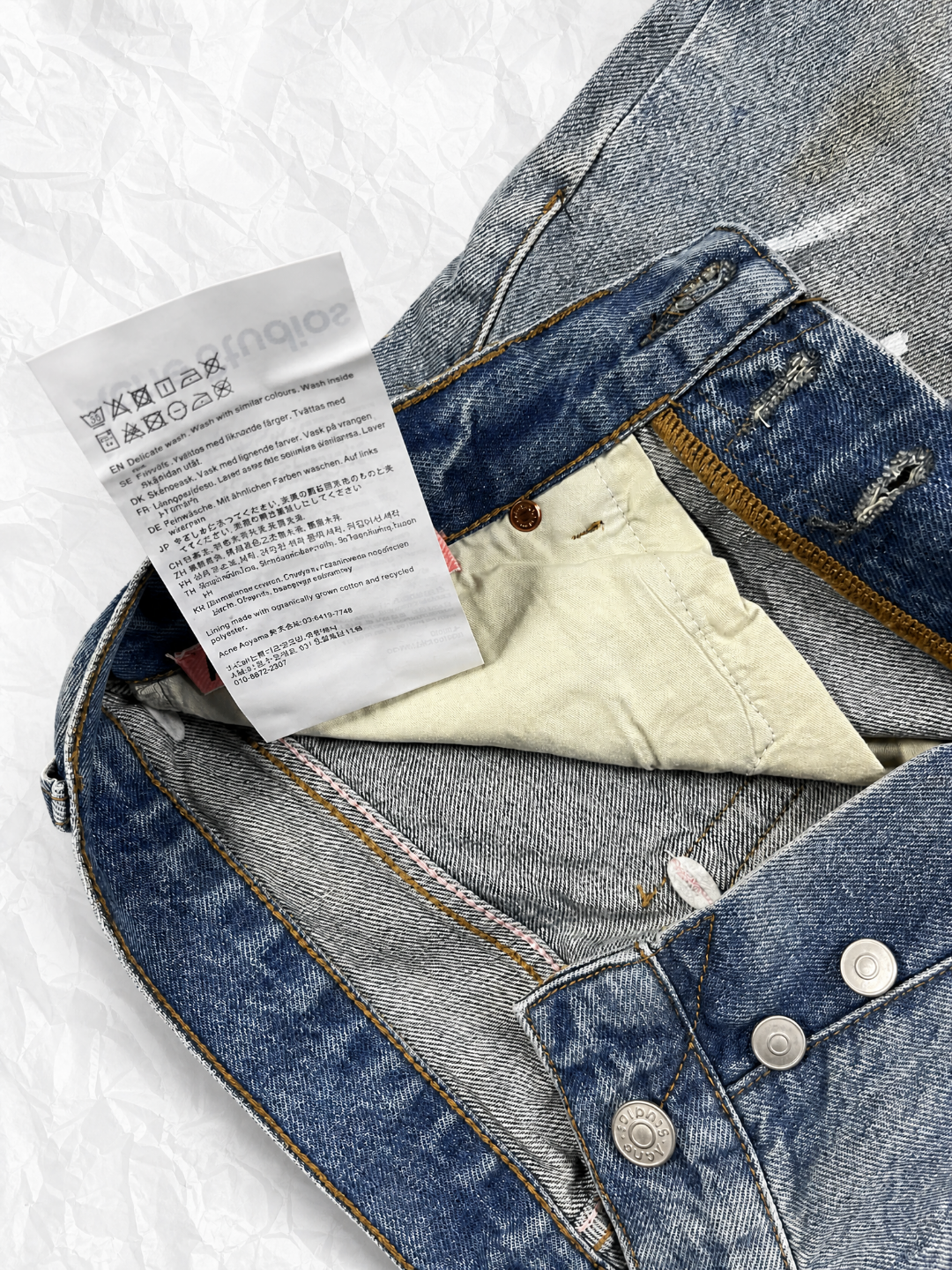 Acne Studios ACNE 蓝色泼墨洗水做旧牛仔裤