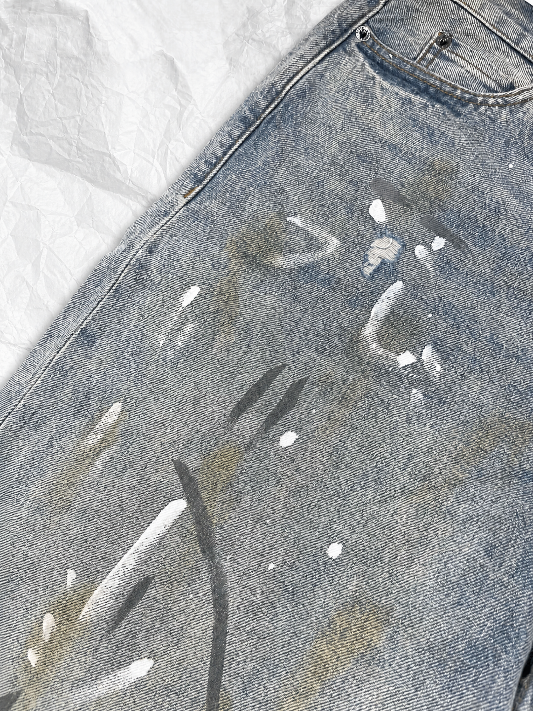 Acne Studios ACNE 蓝色泼墨洗水做旧牛仔裤