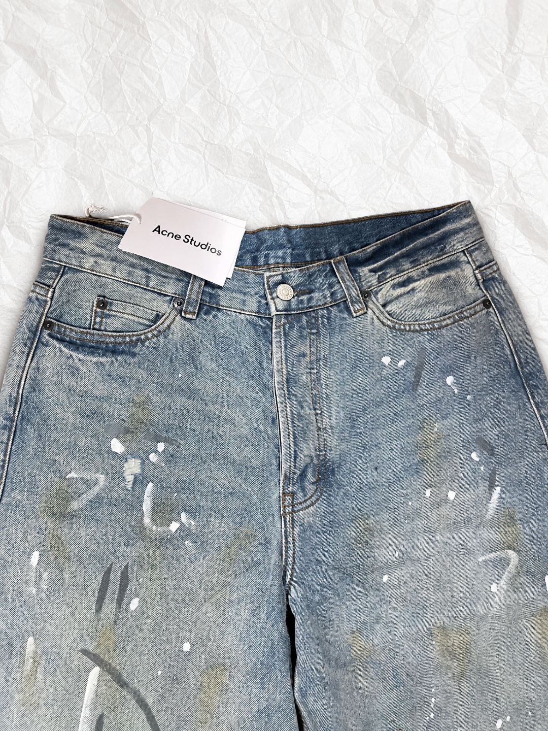 Acne Studios ACNE 蓝色泼墨洗水做旧牛仔裤