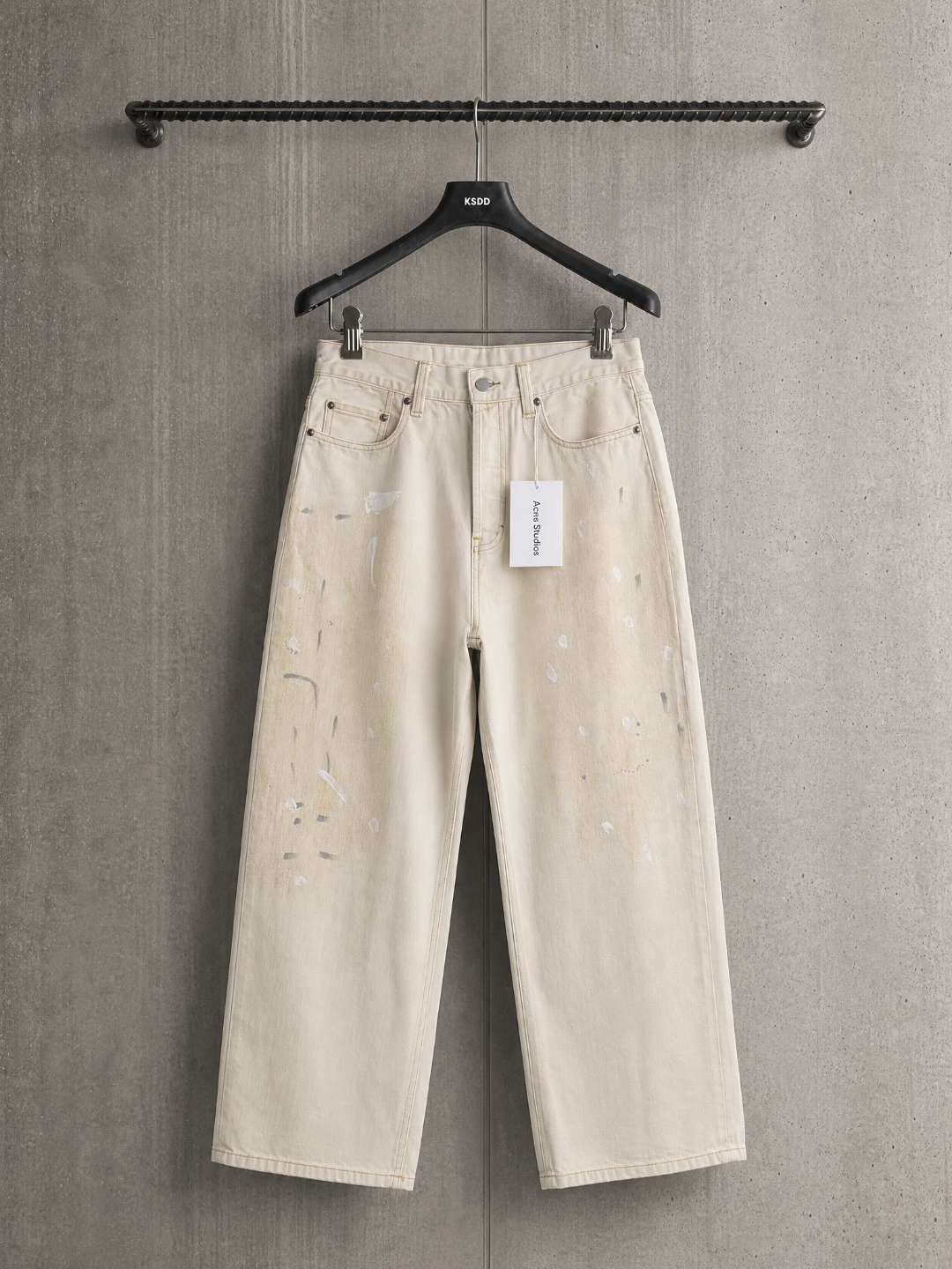 Acne Studios ACNE 白泼墨拼皮洗水做旧牛仔裤