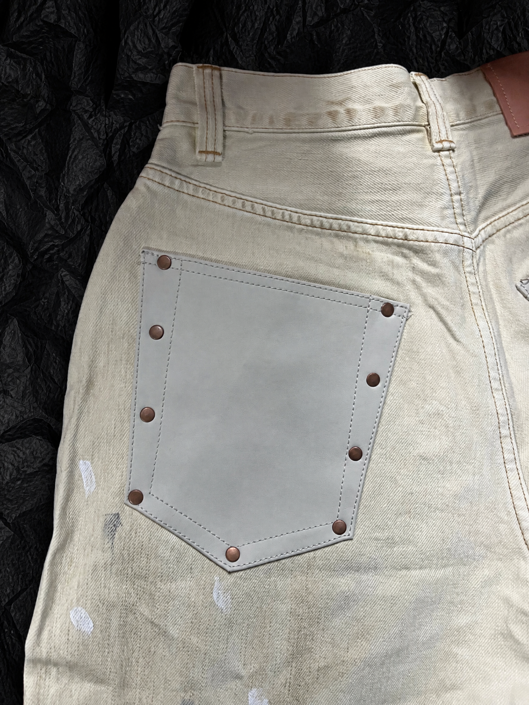 Acne Studios ACNE 白泼墨拼皮洗水做旧牛仔裤