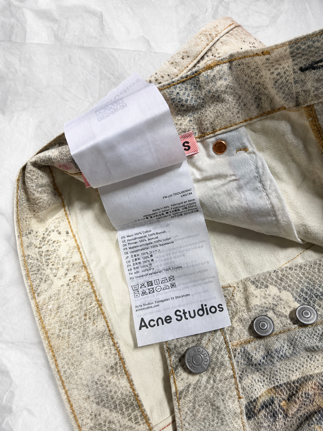 Acne Studios ACNE 蕾丝珍珠3D印花1981牛仔裤
