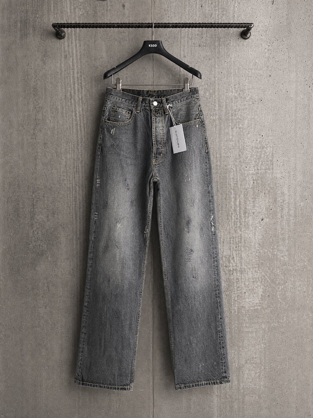 Acne Studios ACNE 黑色泼墨洗水做旧牛仔裤