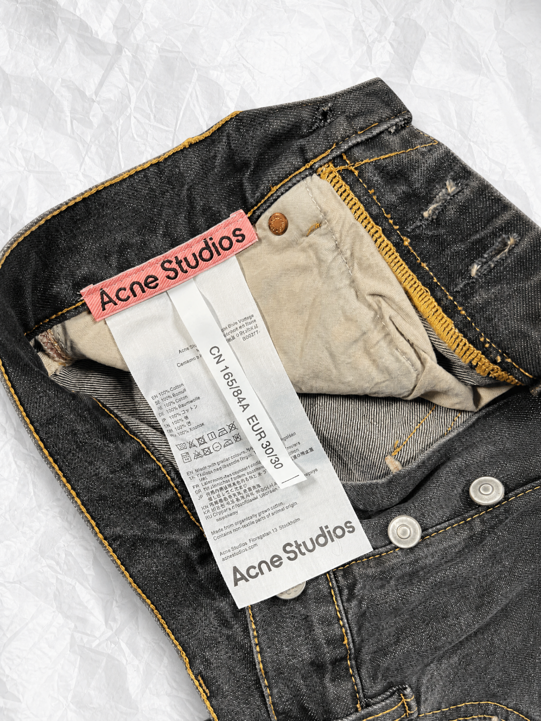 Acne Studios ACNE 黑色泼墨洗水做旧牛仔裤