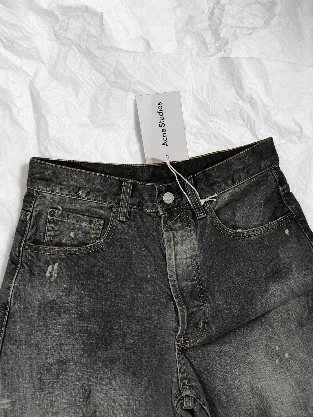 Acne Studios ACNE 黑色泼墨洗水做旧牛仔裤