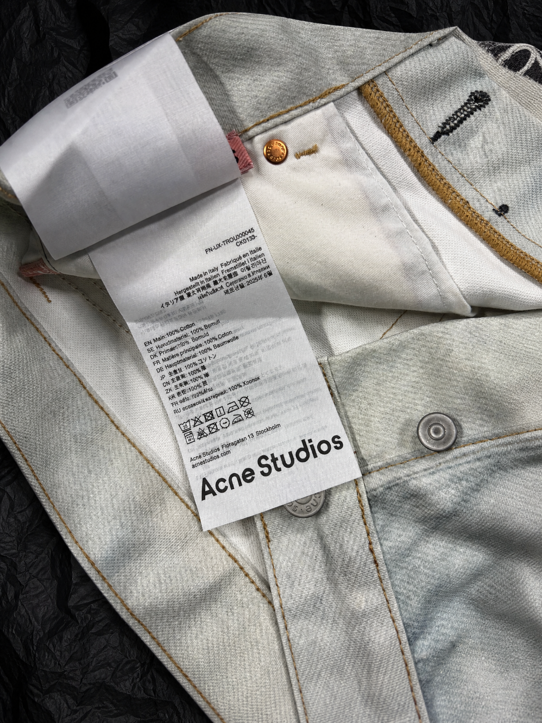 Acne Studios ACNE 解构拼接异色洗水牛仔裤