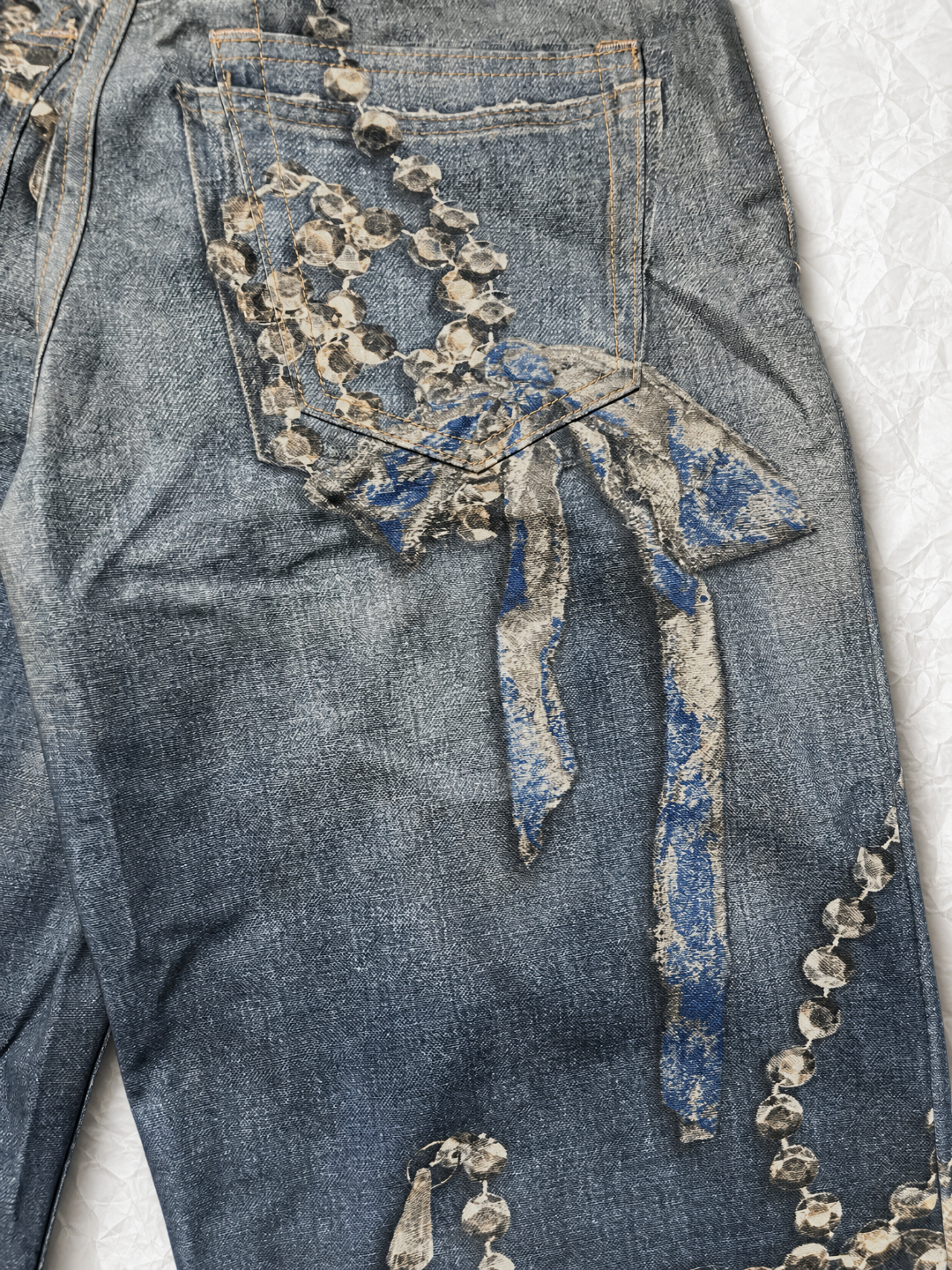 Acne Studios ACNE 3D水晶链条印花牛仔裤