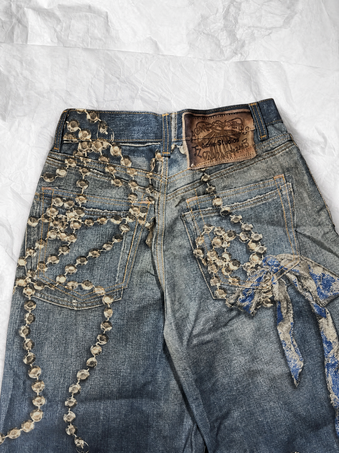 Acne Studios ACNE 3D水晶链条印花牛仔裤