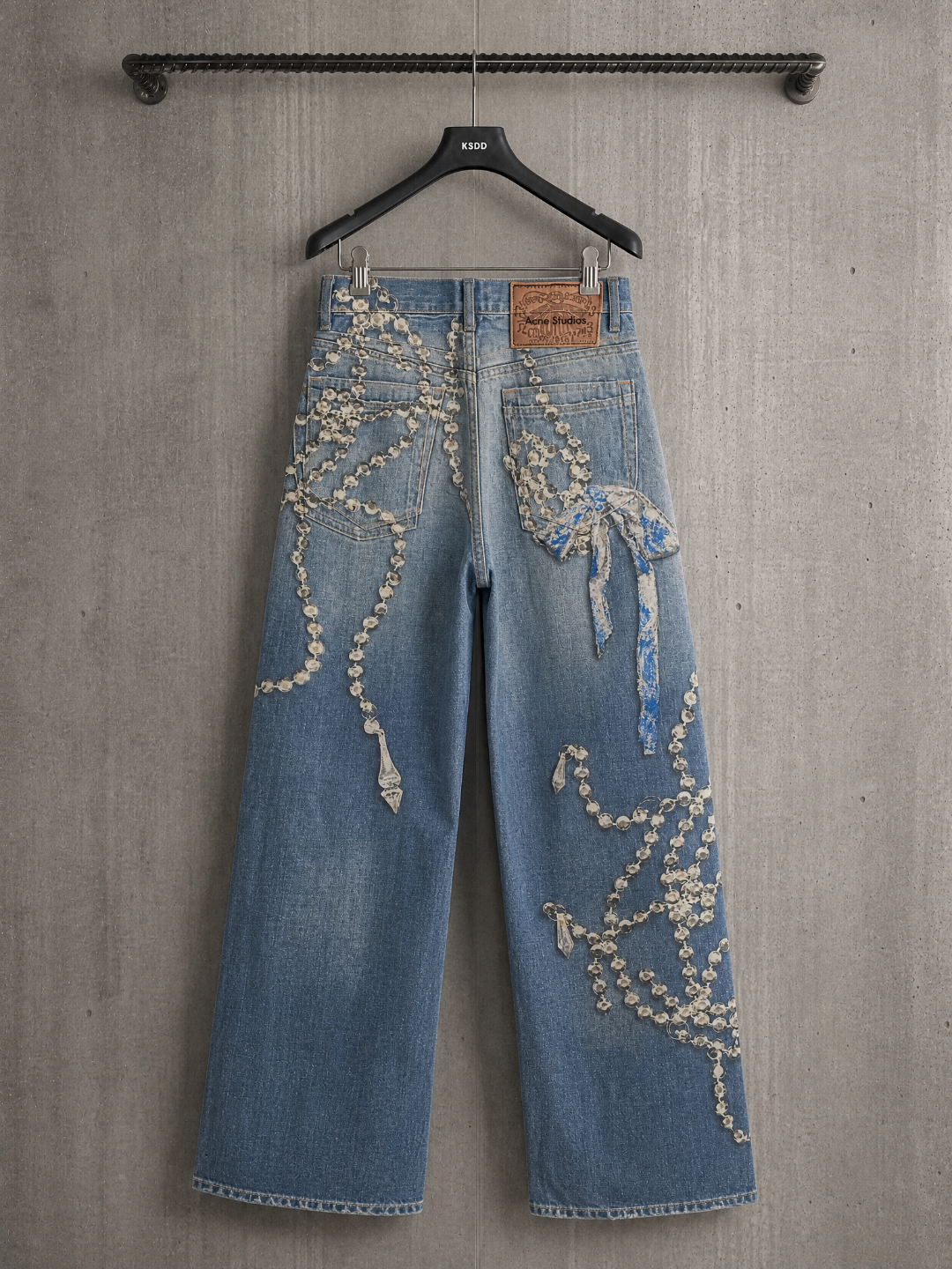 Acne Studios ACNE 3D水晶链条印花牛仔裤