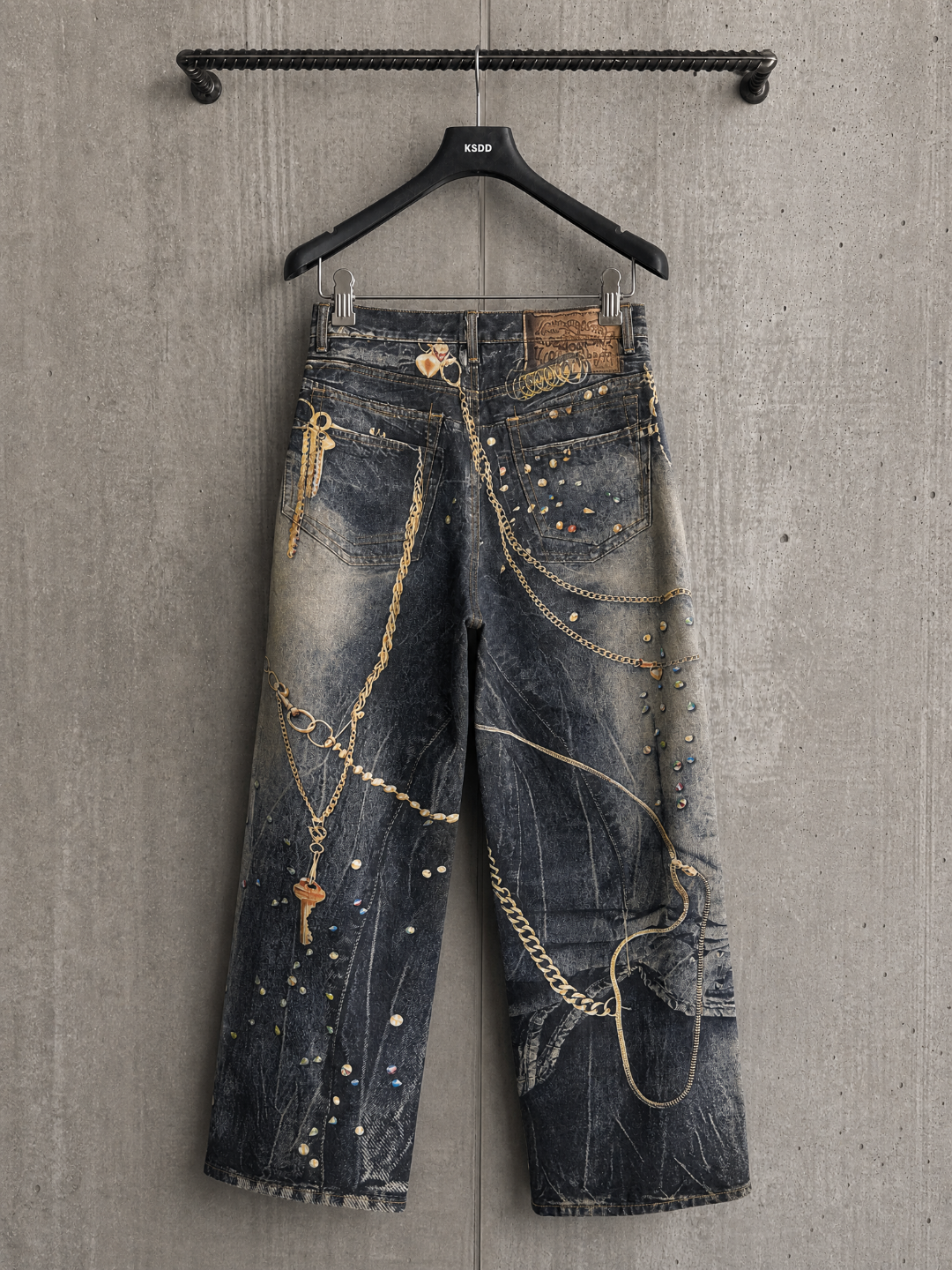 Acne Studios ACNE 限定款黑金链条3D打印牛仔裤