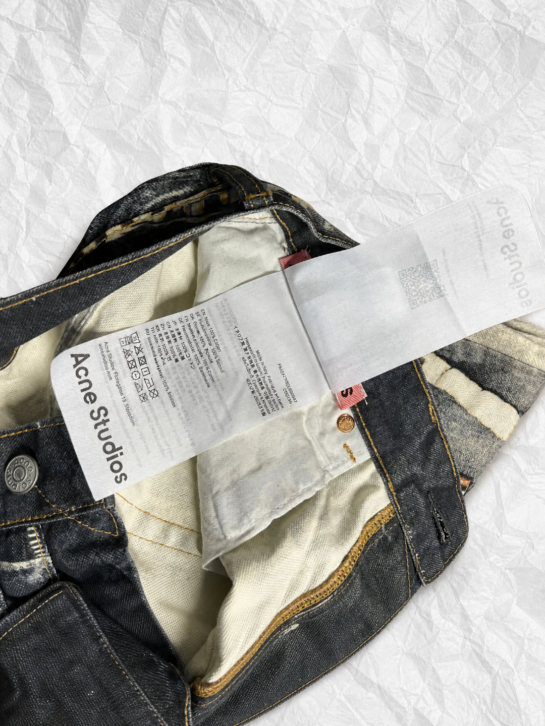 Acne Studios ACNE 限定款黑金链条3D打印牛仔裤