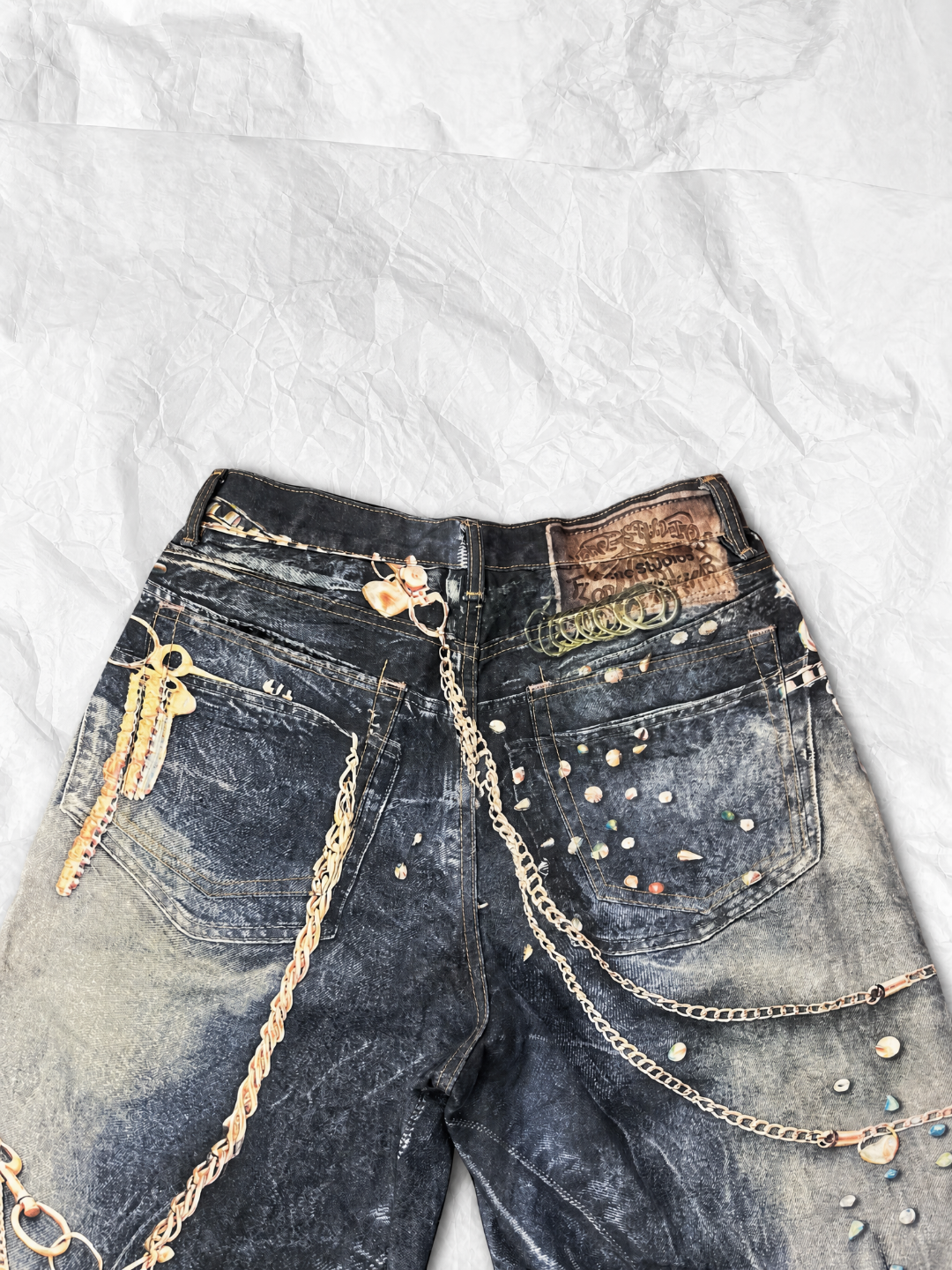 Acne Studios ACNE 限定款黑金链条3D打印牛仔裤