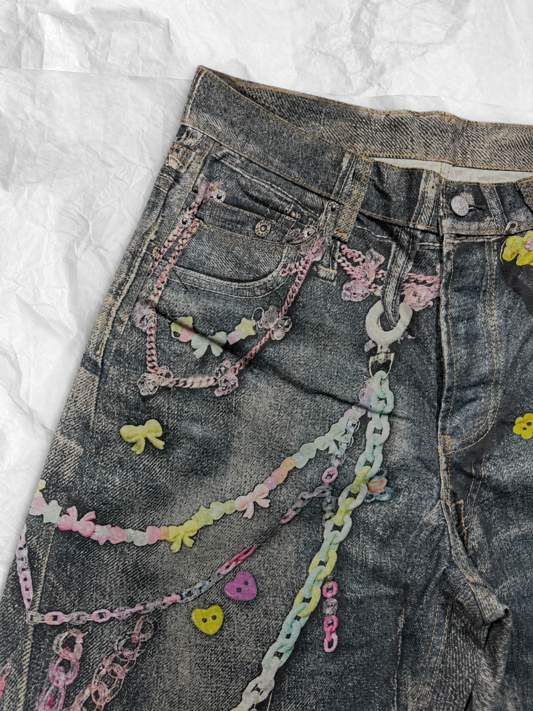 Acne Studios ACNE 糖果链条3D印花牛仔裤